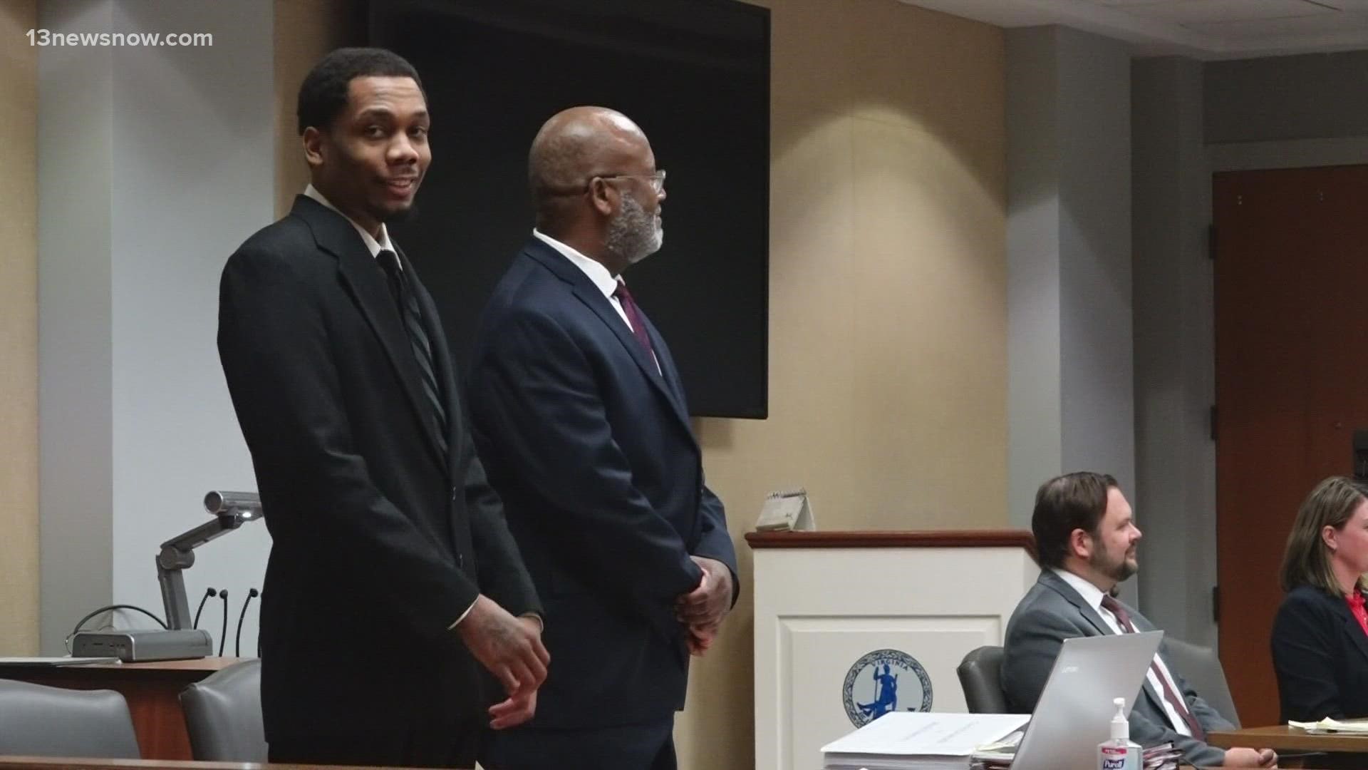Malik Kearney was accused of hitting a Virginia Beach police officer with his car at the Oceanfront in March 2021.