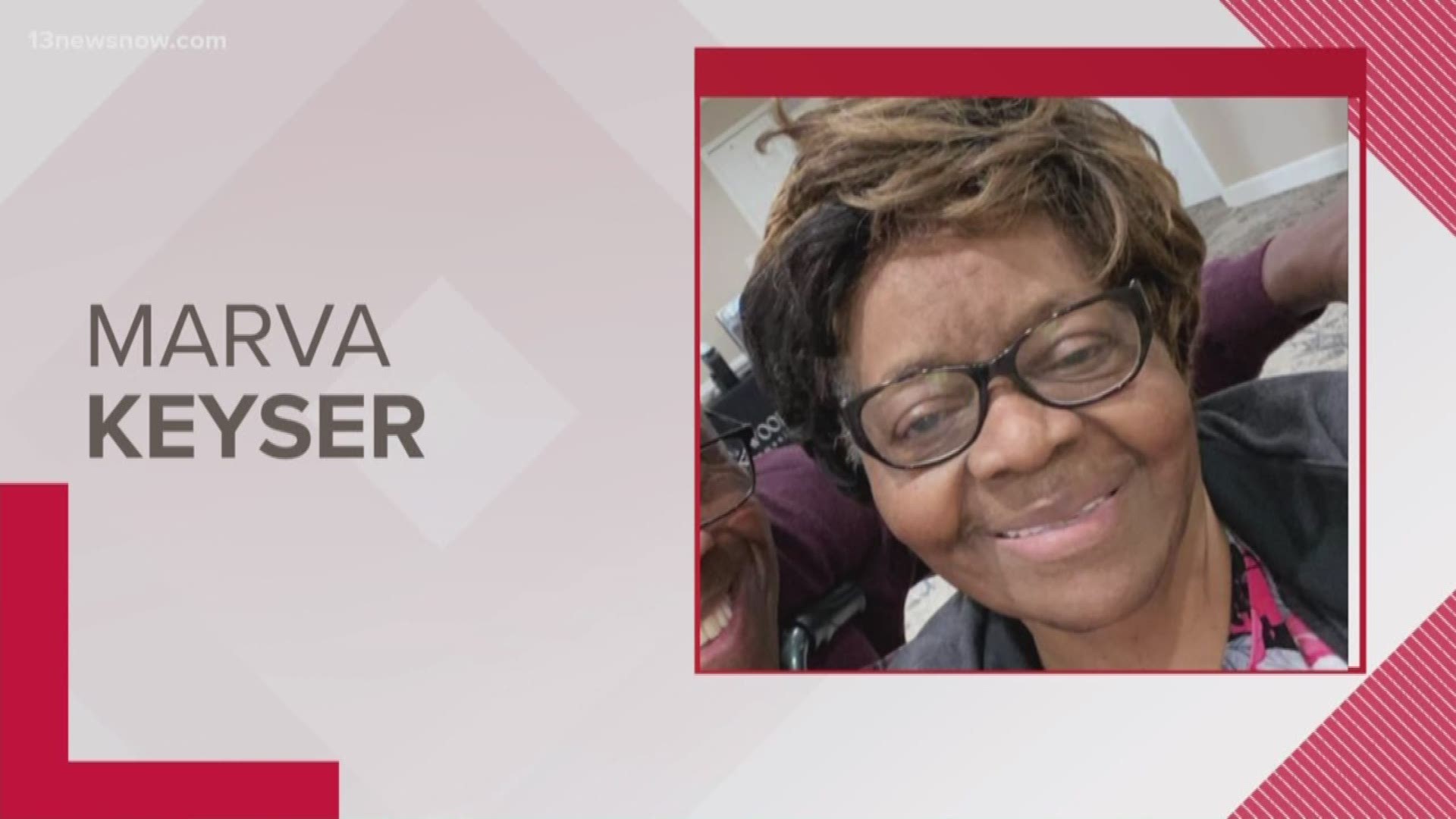 Marva Keyser was last seen near a retirement community in Newport News. The 77-year-old is considered endangered.
