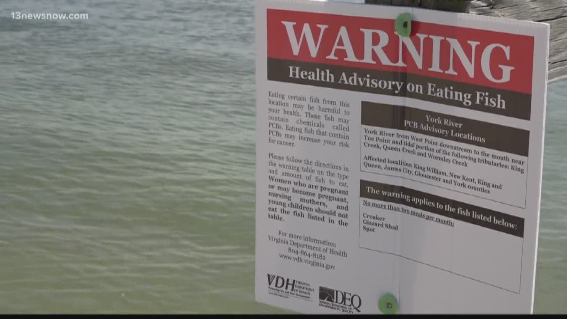 The Virginia Department of Health warns eating fish caught along the York River could make you very sick!