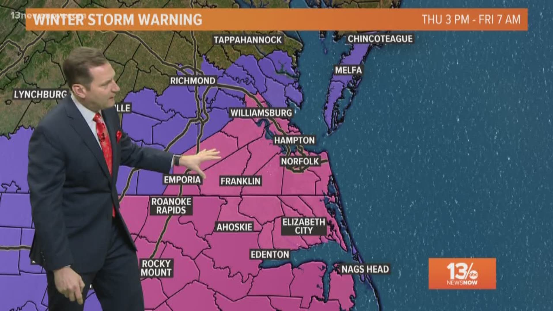 The 13News Now team is staying on top of the Feb. 20 forecast for snow for Hampton Roads and northeast North Carolina.