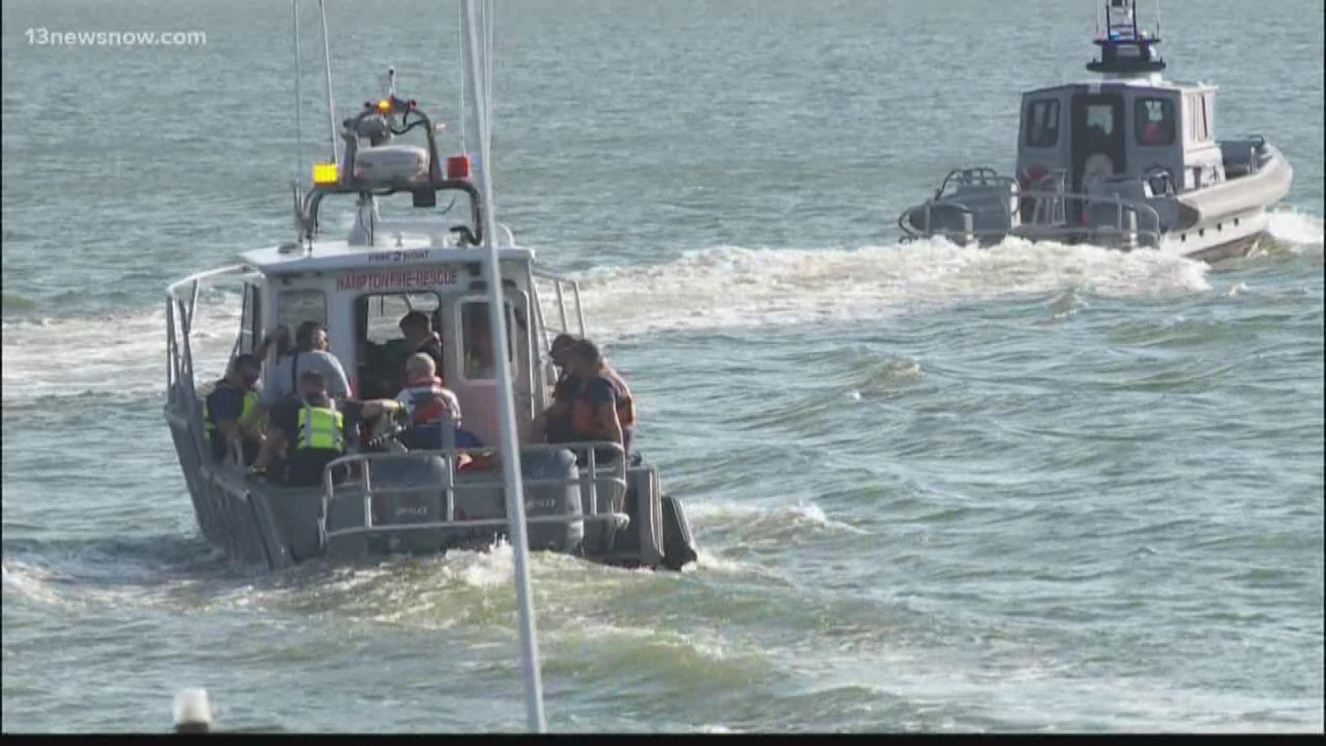 Crews continue search for two missing boaters in Newport News