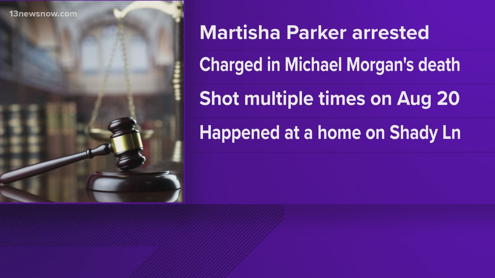 28-year-old Martisha Parker is charged with second-degree murder and the use of a firearm in the commission of a felony in connection to the August shooting.