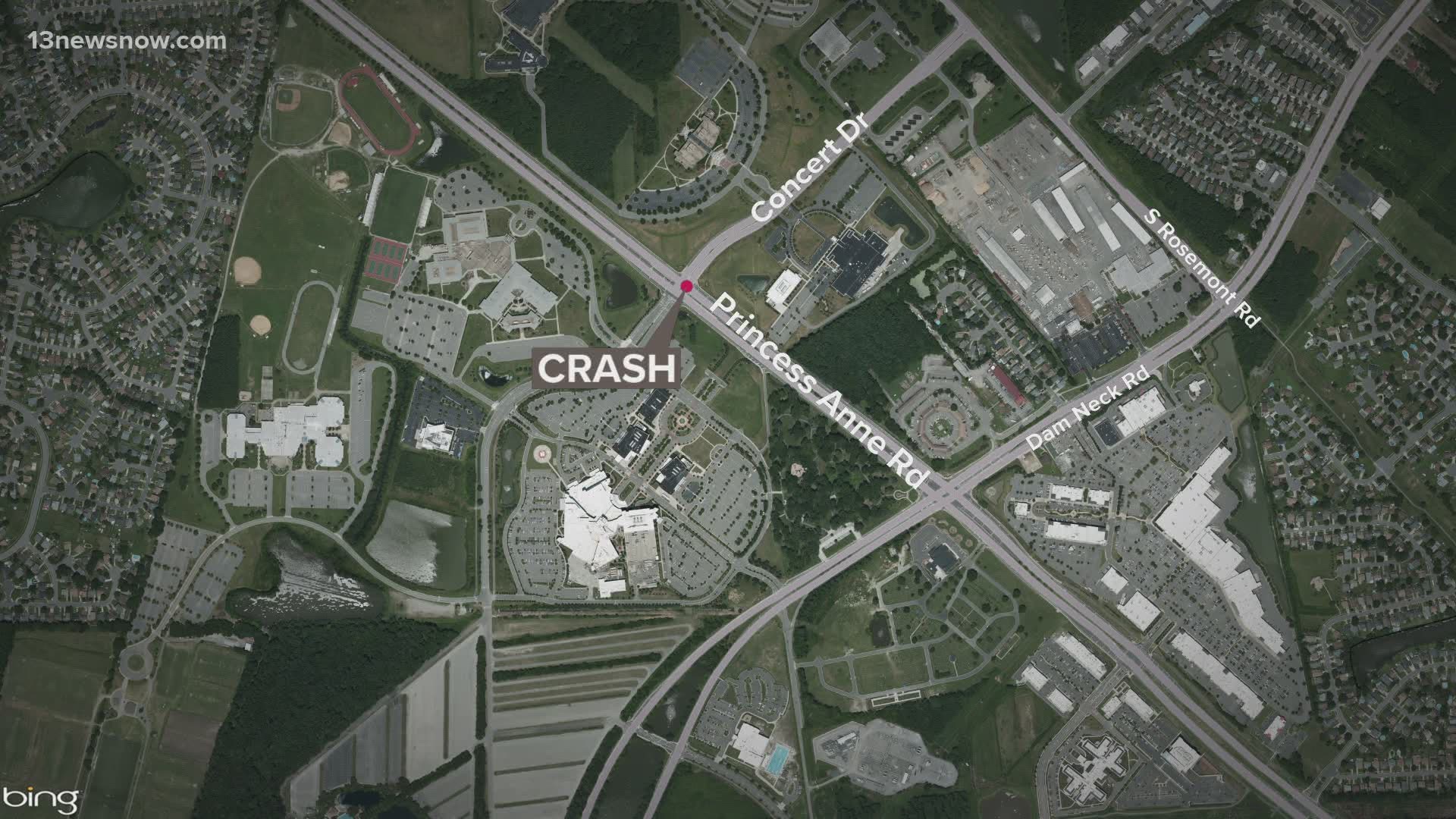 The crash happened near Sentara Princess Anne Hospital. There were five people who were hurt, but officials said they are expected to be okay.