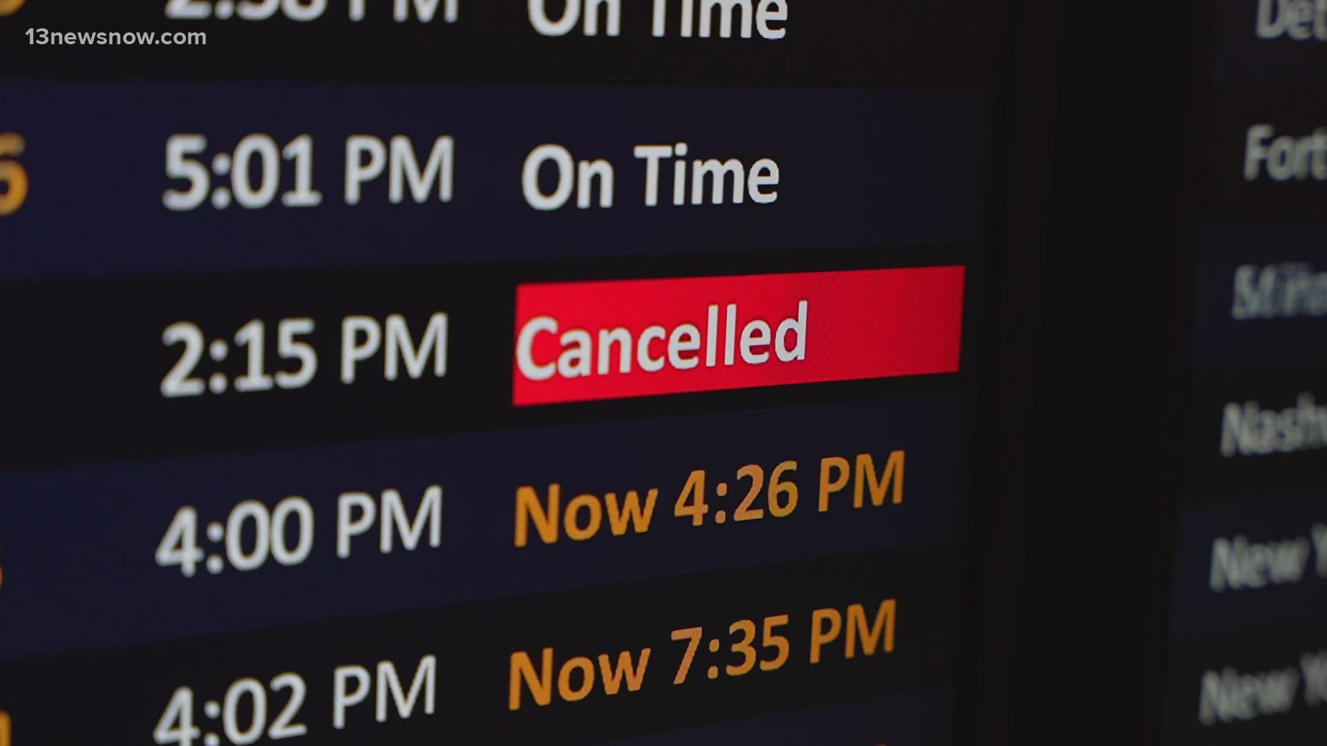 There are a few delays at airports.