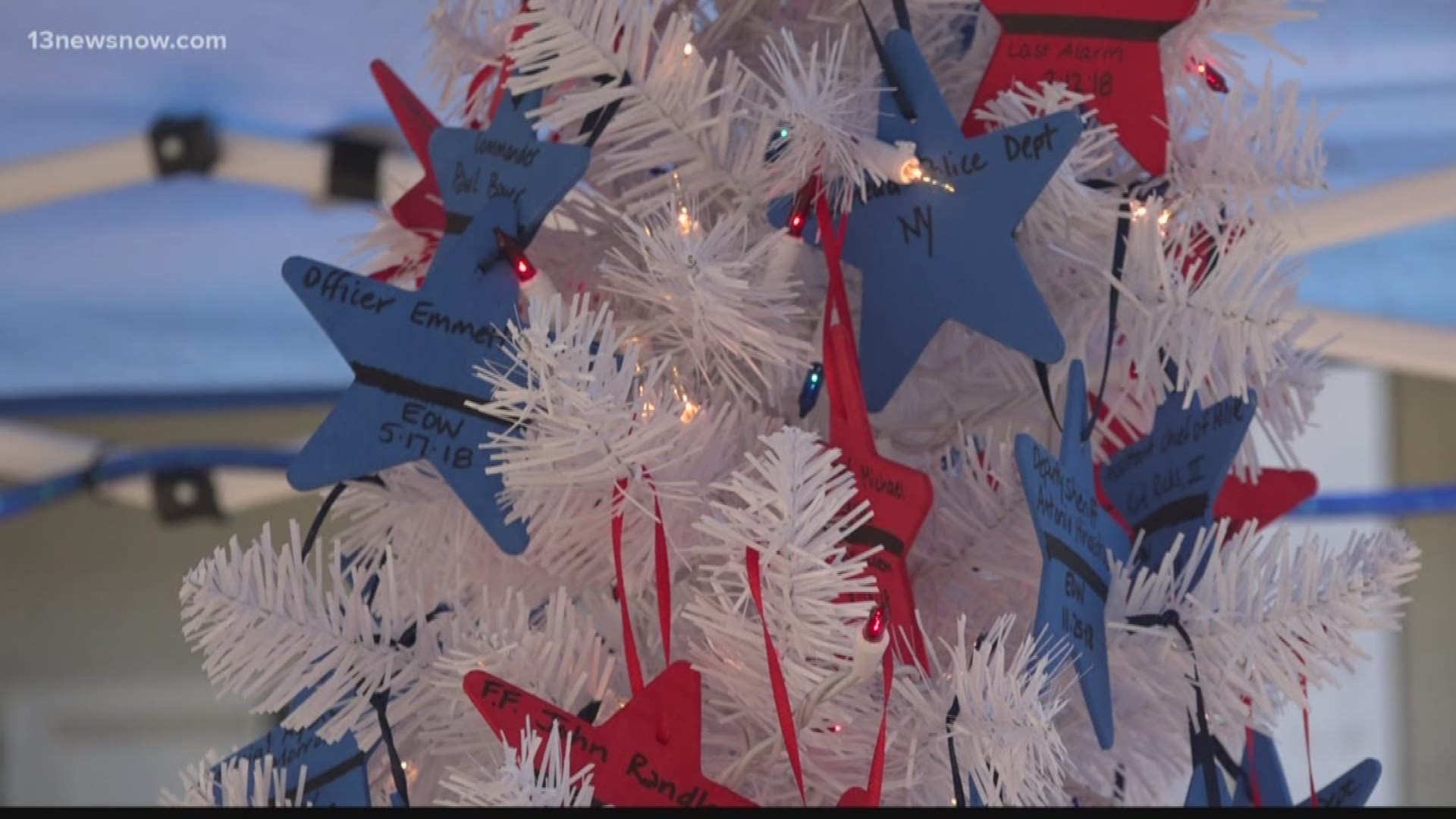 Bill Price placed a Christmas tree outside of his house in Suffolk. On the branches, he placed the names of all of the First Responders we lost in 2018.