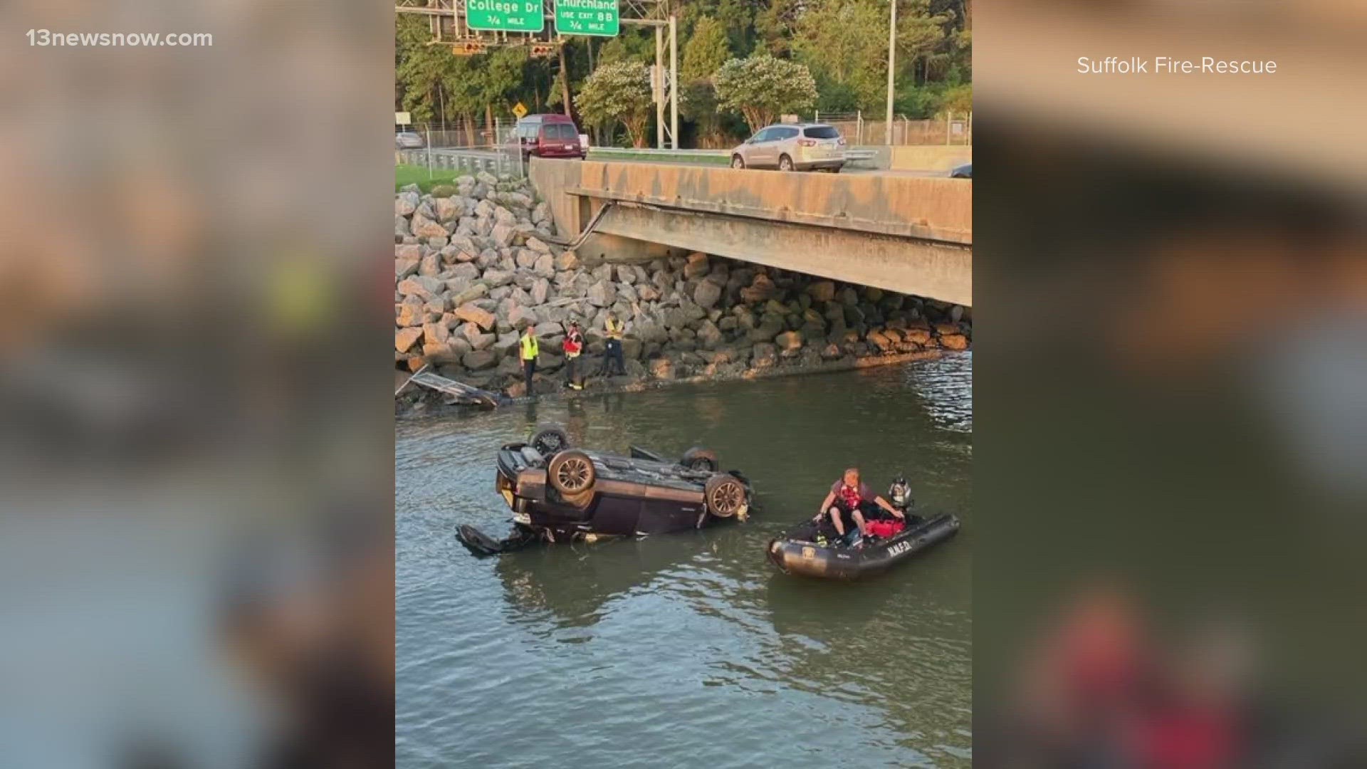 The initial investigation by VSP determined that a sleeping motorist drove into the water at the beginning of the Monitor Merrimac Memorial Bridge-Tunnel in Suffolk.