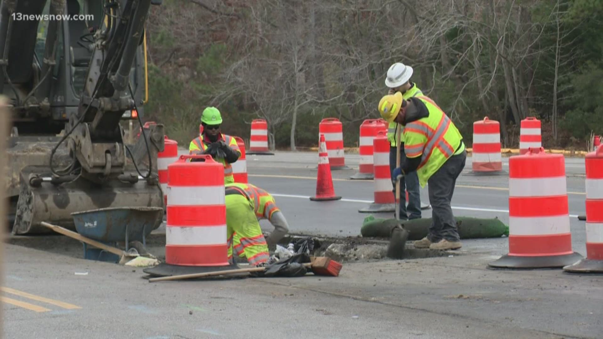 13News Now Ali Weatherton has more on the road work being done on Laskin Road in Virginia Beach to remove the feeder lanes.
