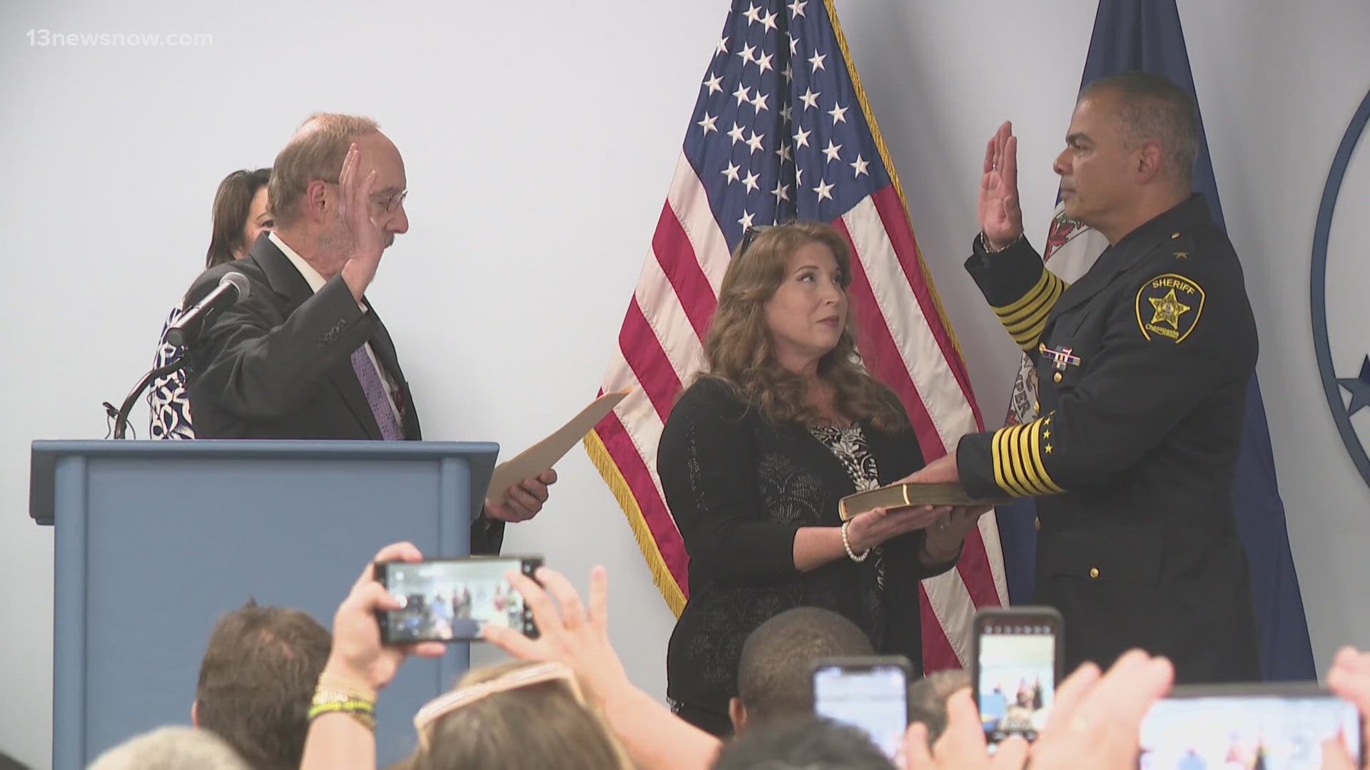 David Rosado was sworn in as Chesapeake's new sheriff on Friday morning. He'll finish out the rest of Jim O'Sullivan's term.