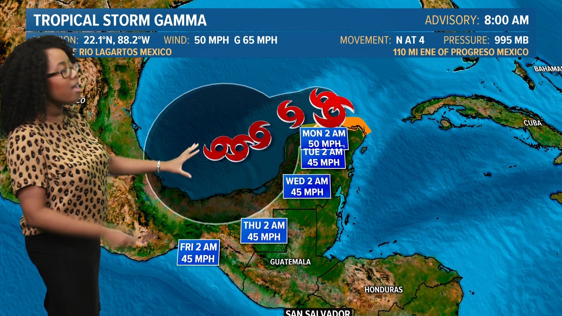 Tropics Update: Tropical Storm Gamma offshore again, Marie weakens