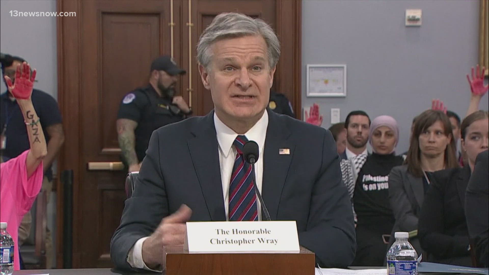 Christopher Wray appealed to lawmakers to renew the act allowing the government to collect information on foreign nationals without a warrant.