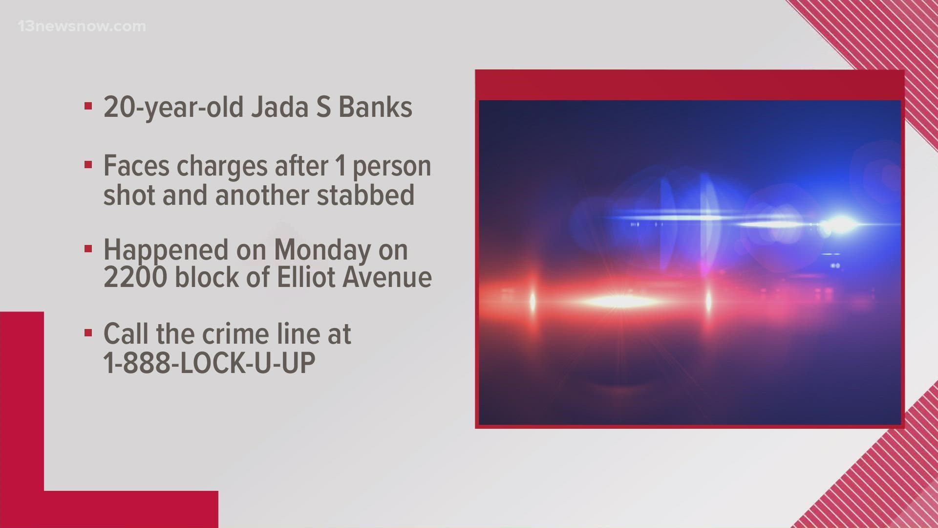 Investigators are looking for 20-year-old Jada Banks. She's wanted on charges of Aggravated Malicious Wounding and Stab/Cut in Committing or Attempting a Felony.