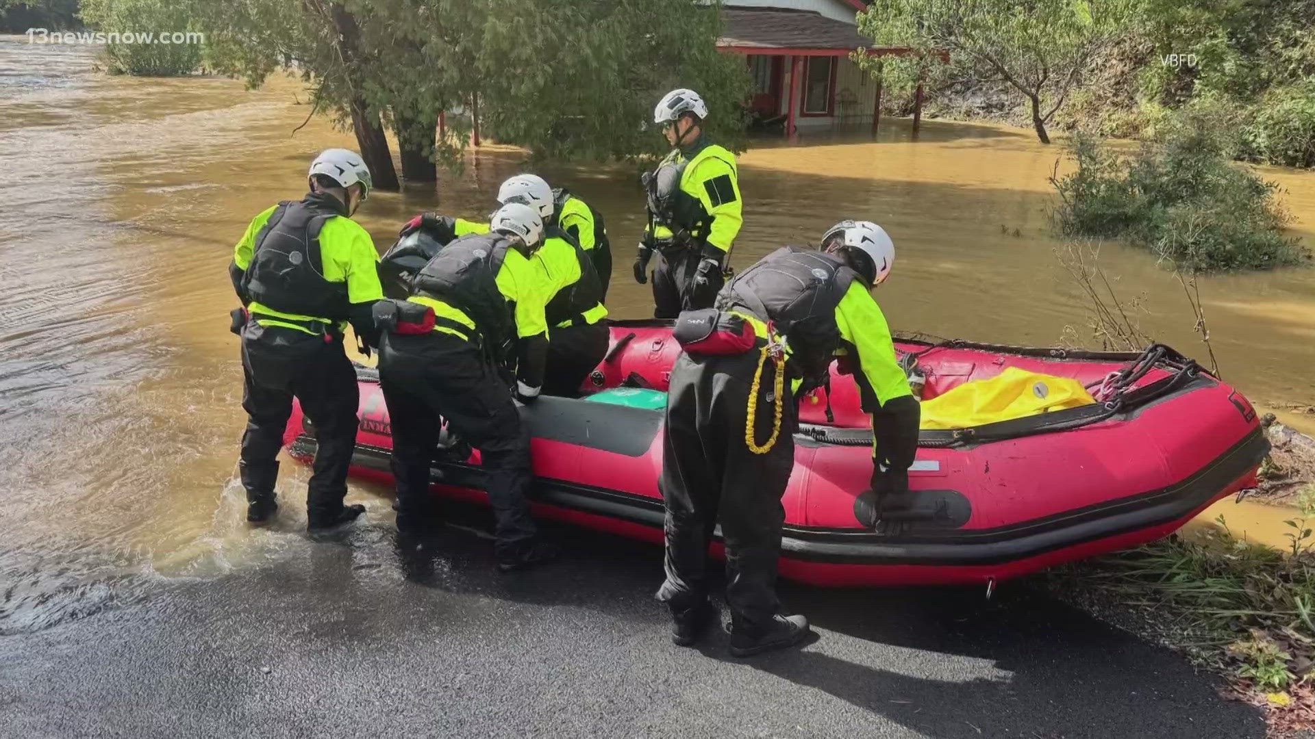 Virginia Beach rescue workers help after Hurricane Helene.