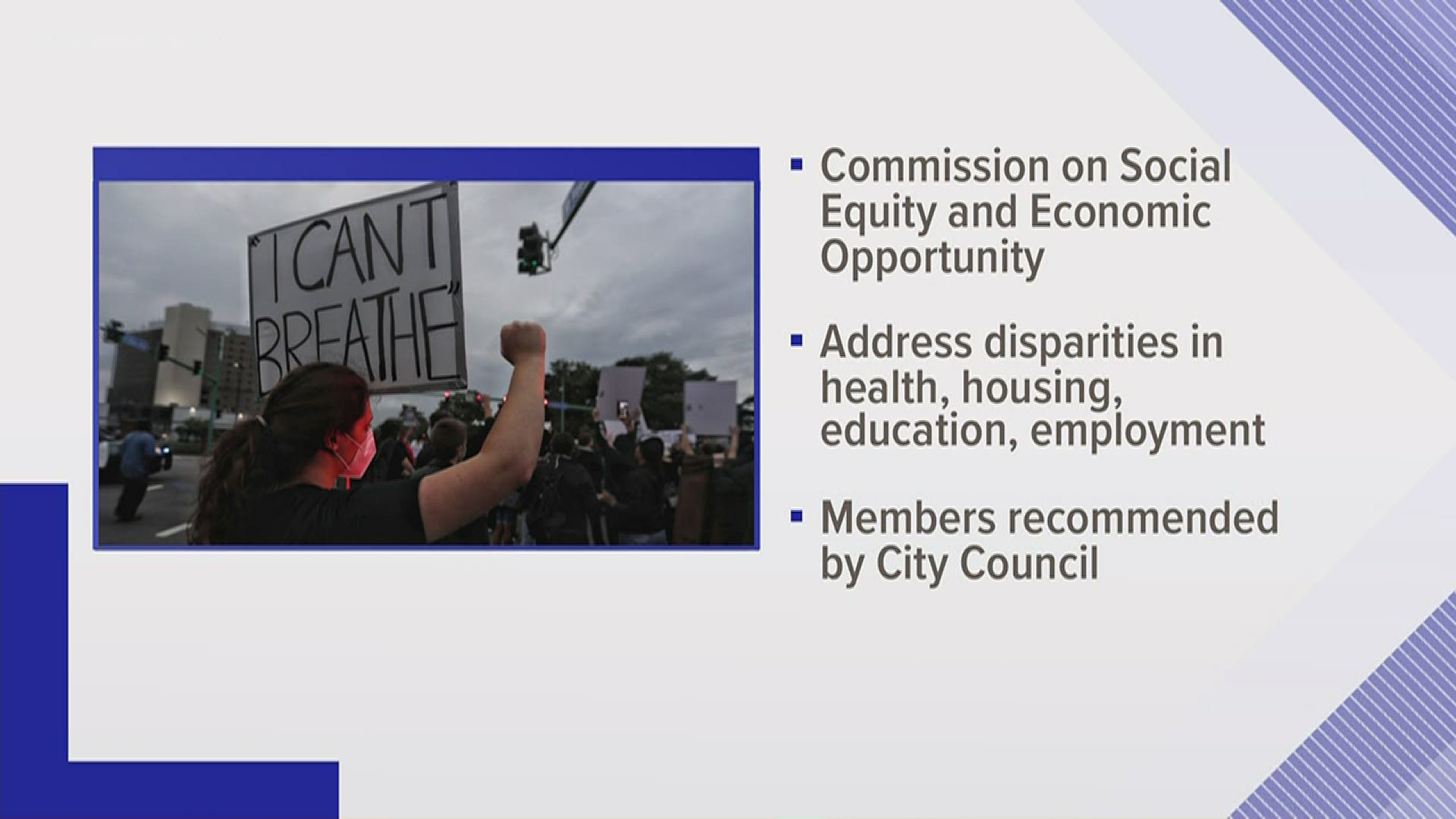 The "Commission on Social Equity and Economic Opportunity" will address historical and current disparities in health, housing, education, and employment.