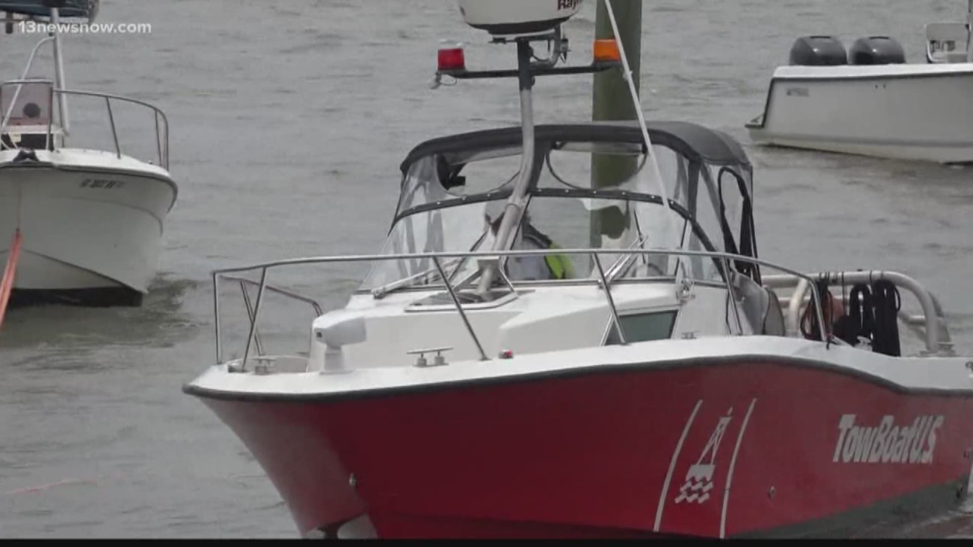Five people were rescued from a capsized boat in Newport News