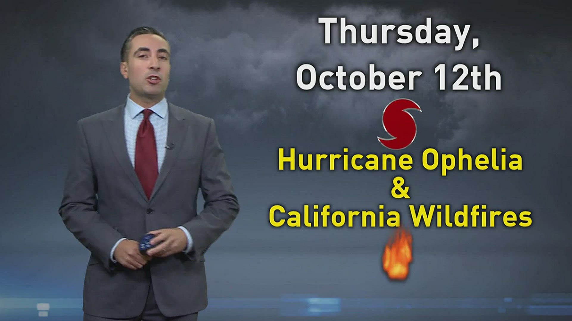 13News Now Meteorologist Tim Pandajis has an updated in the tropics on Hurricane Ophelia, and also the burning wildfires in California.