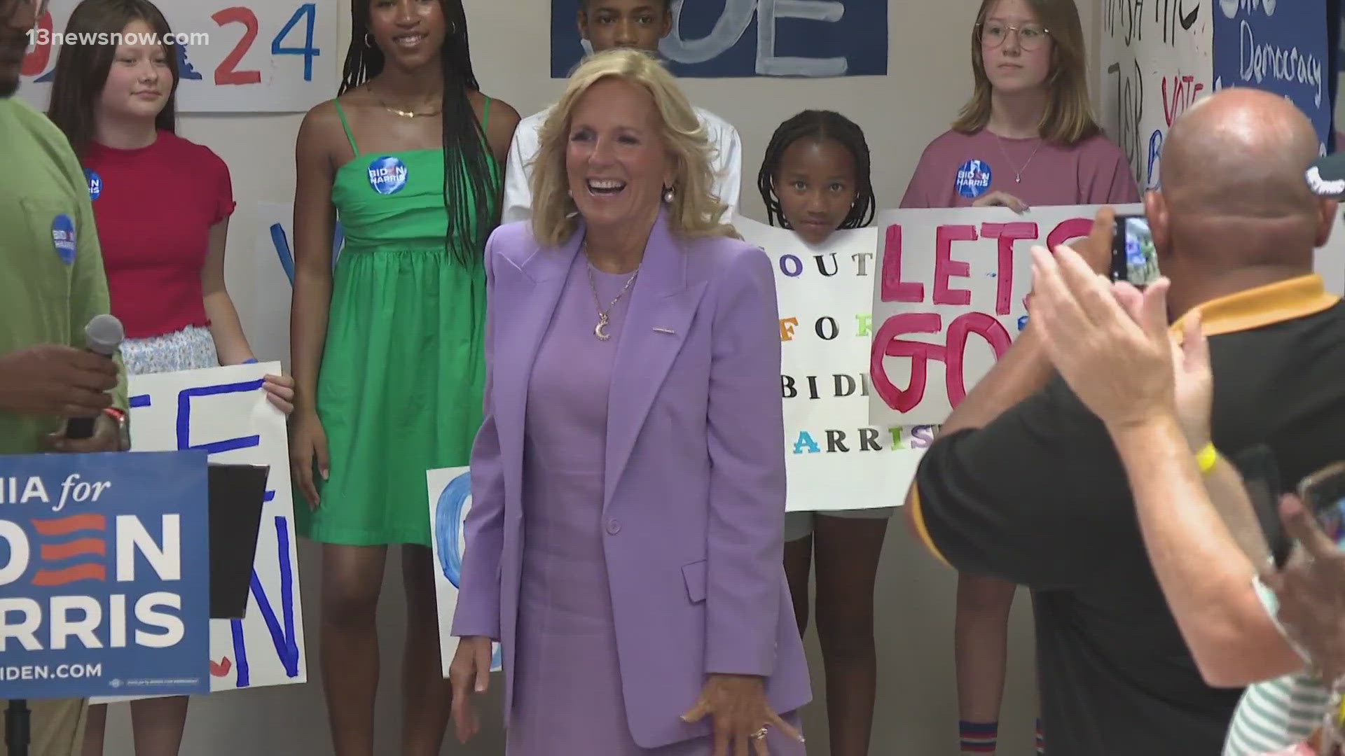 Here in Virginia Beach, Dr.Jill Biden urged voters to show their support for President Joe Biden, saying the future of America is at stake.