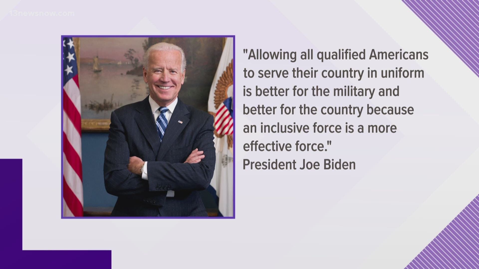 President Joe Biden overturned former President Donald Trump's policy that aimed to ban transgender troops from service in the U.S. military.