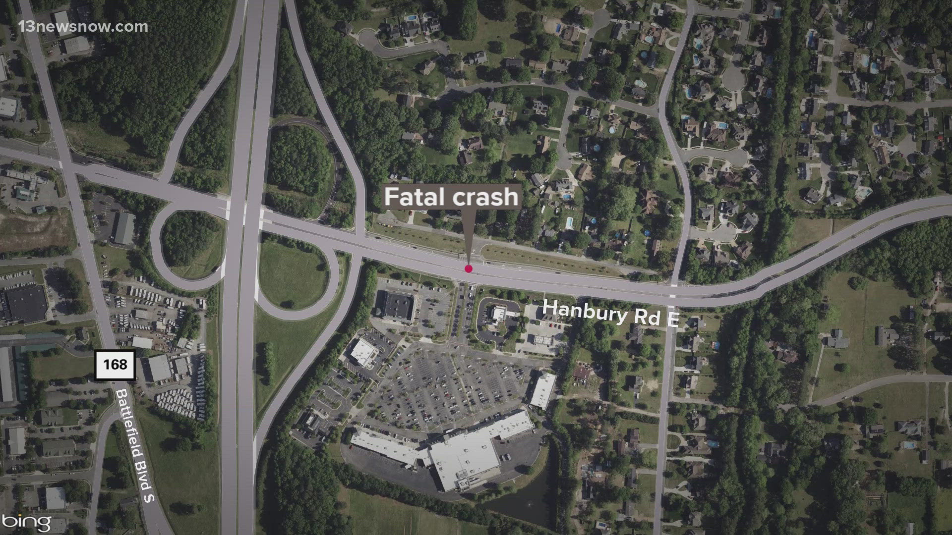 The crash happened around 5:17 p.m. at the intersection of Hanbury Road and Benson Lane, near the Route 168 Expressway ramps.
