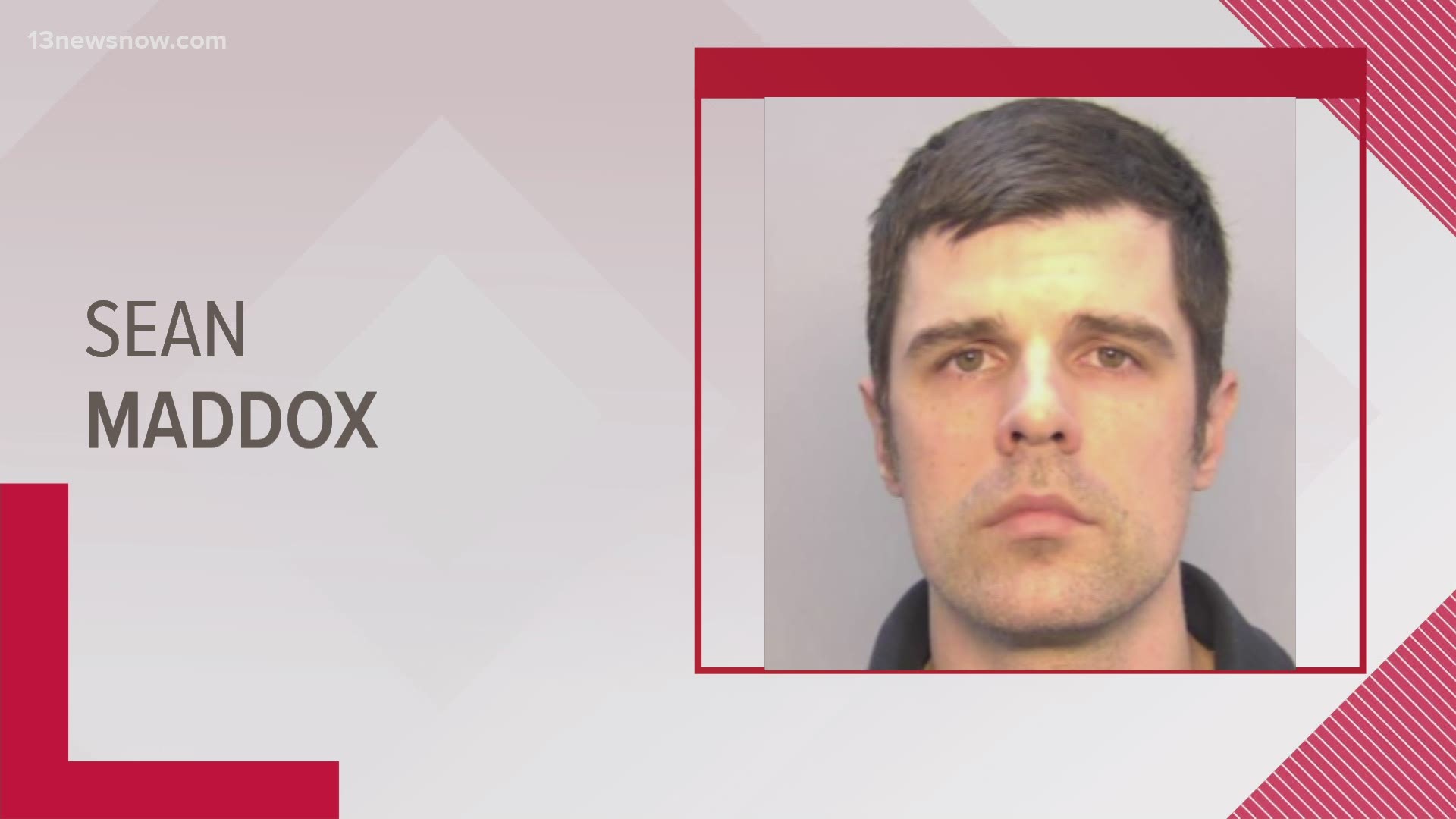 Sean Maddox is charged with abduction with the intent to defile, rape, 2 counts of forcible sodomy, 2 counts of threatening bodily harm, and 2 counts of stalking.