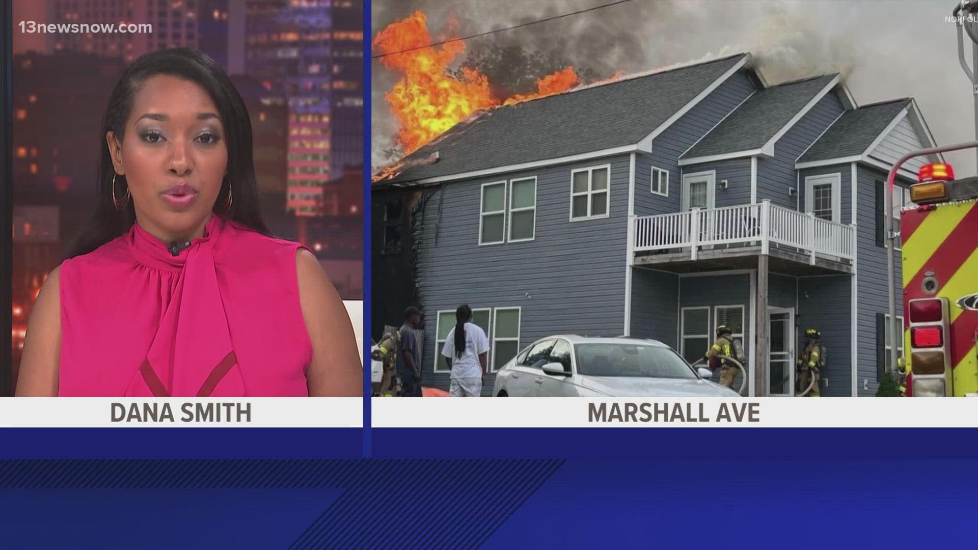 The fire was reported in the 700 block of Marshall Avenue shortly before 7 p.m. Monday.