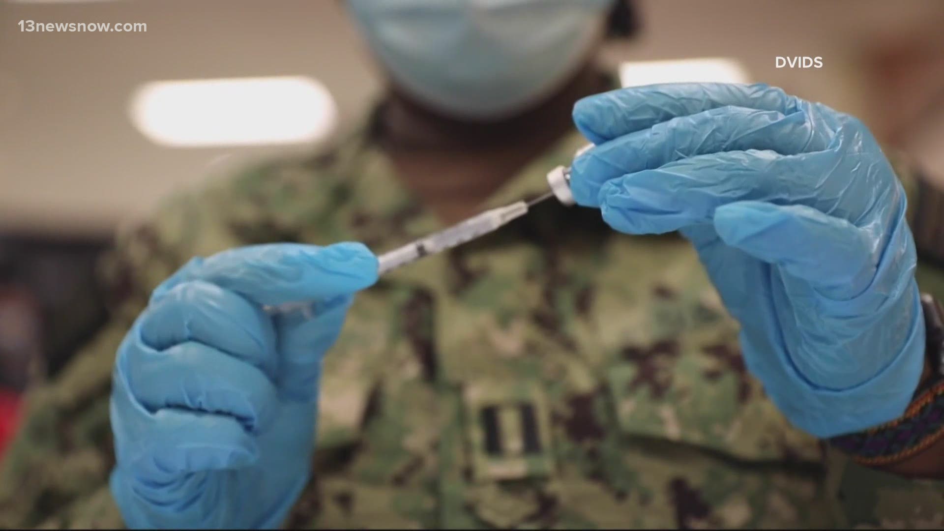 Veterans are going to battle against COVID-19. Many have volunteered at the FEMA vaccination site that opened up in Norfolk. 13News Now Mike Gooding has this story.
