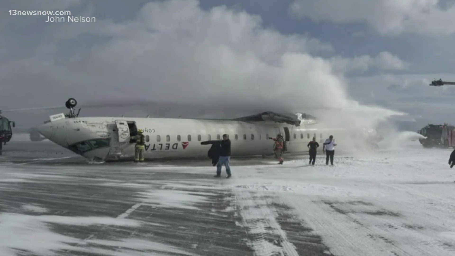 Delta plane flips over while landing in Toronto