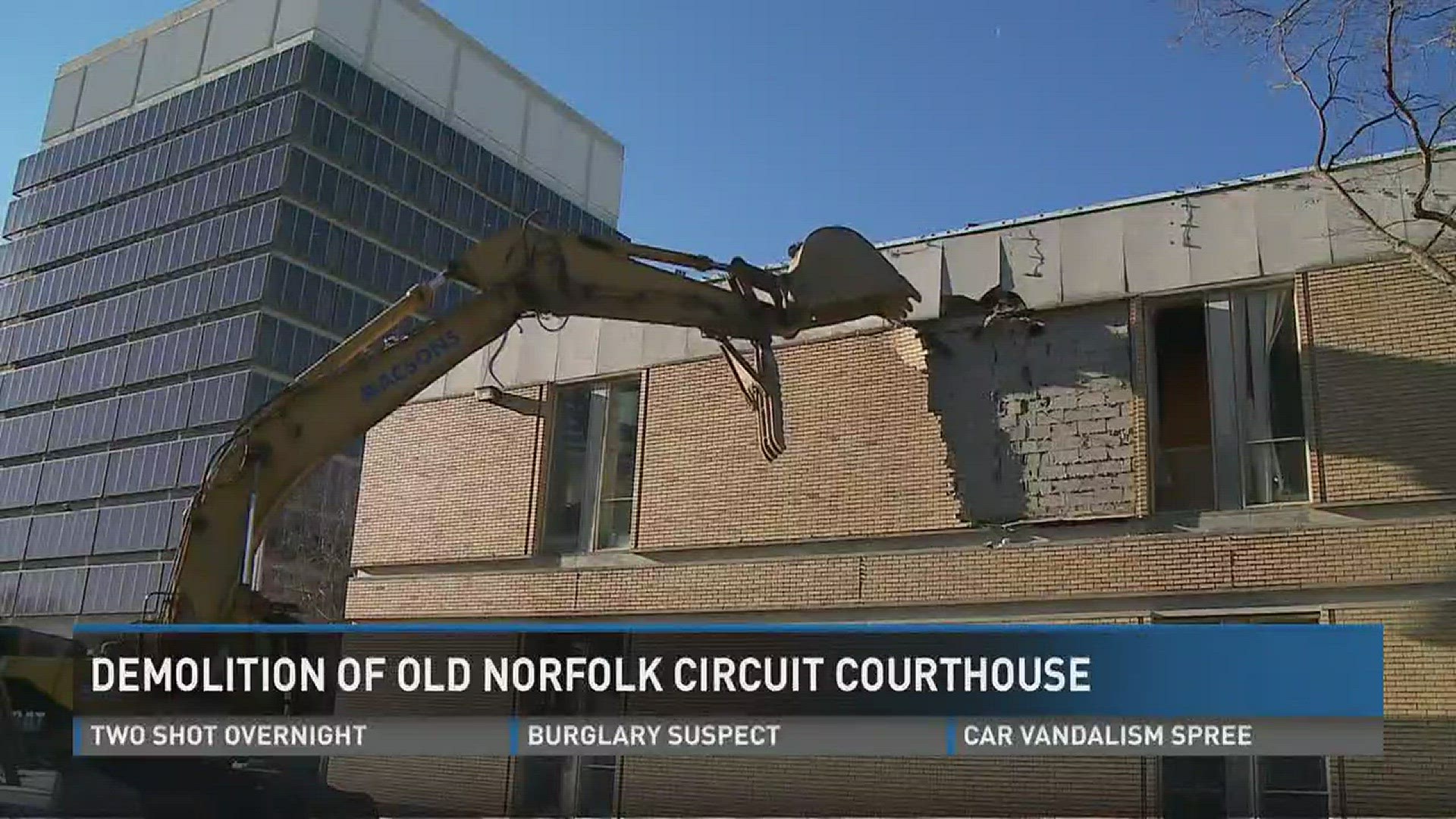 Crews began the demolition of the old Norfolk Circuit Courthouse.