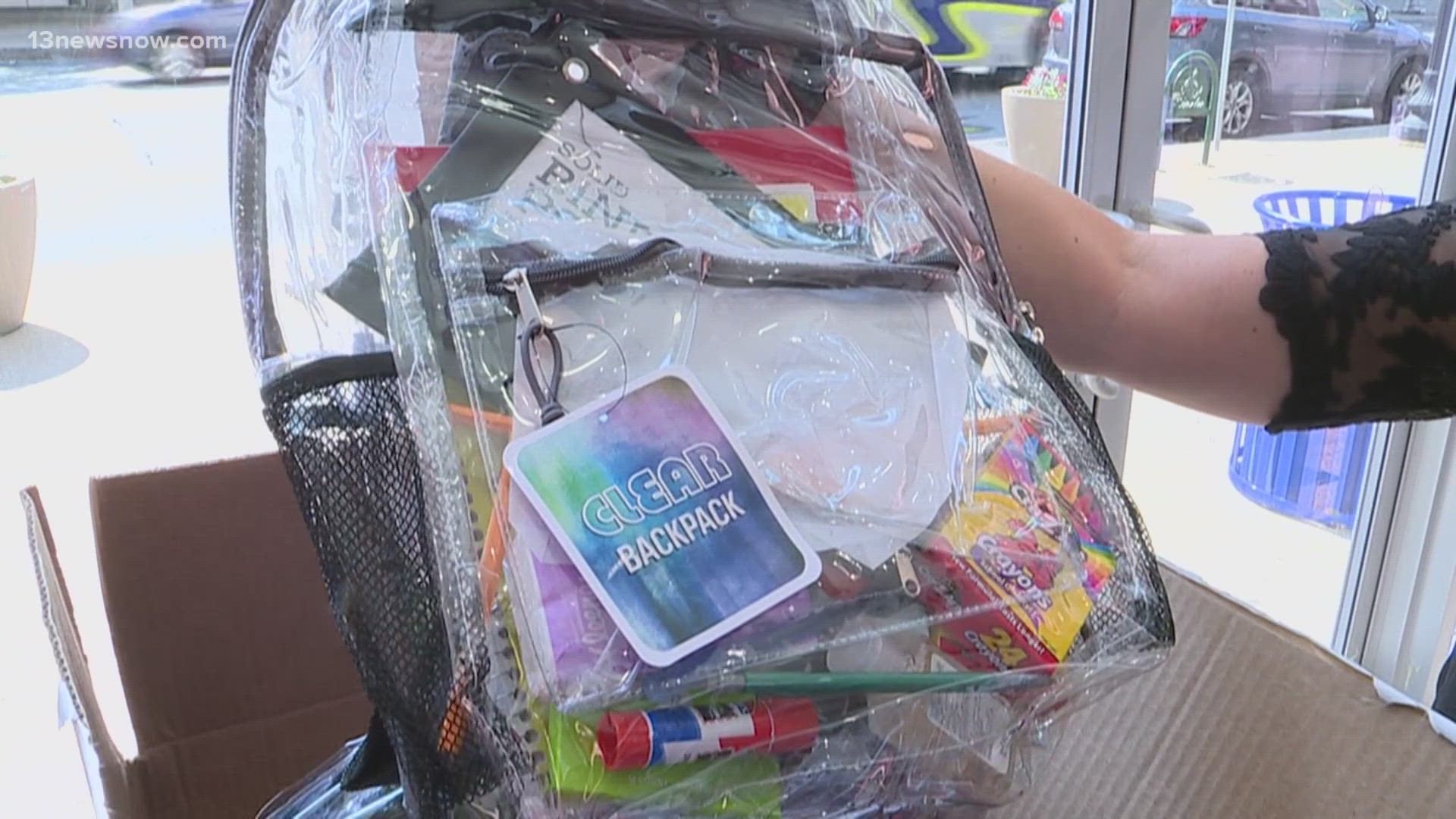 Newport News is requiring students to use clear backpacks, provided by the school division. Traditional solid-color backpacks are banned for 2023-2024 school year.