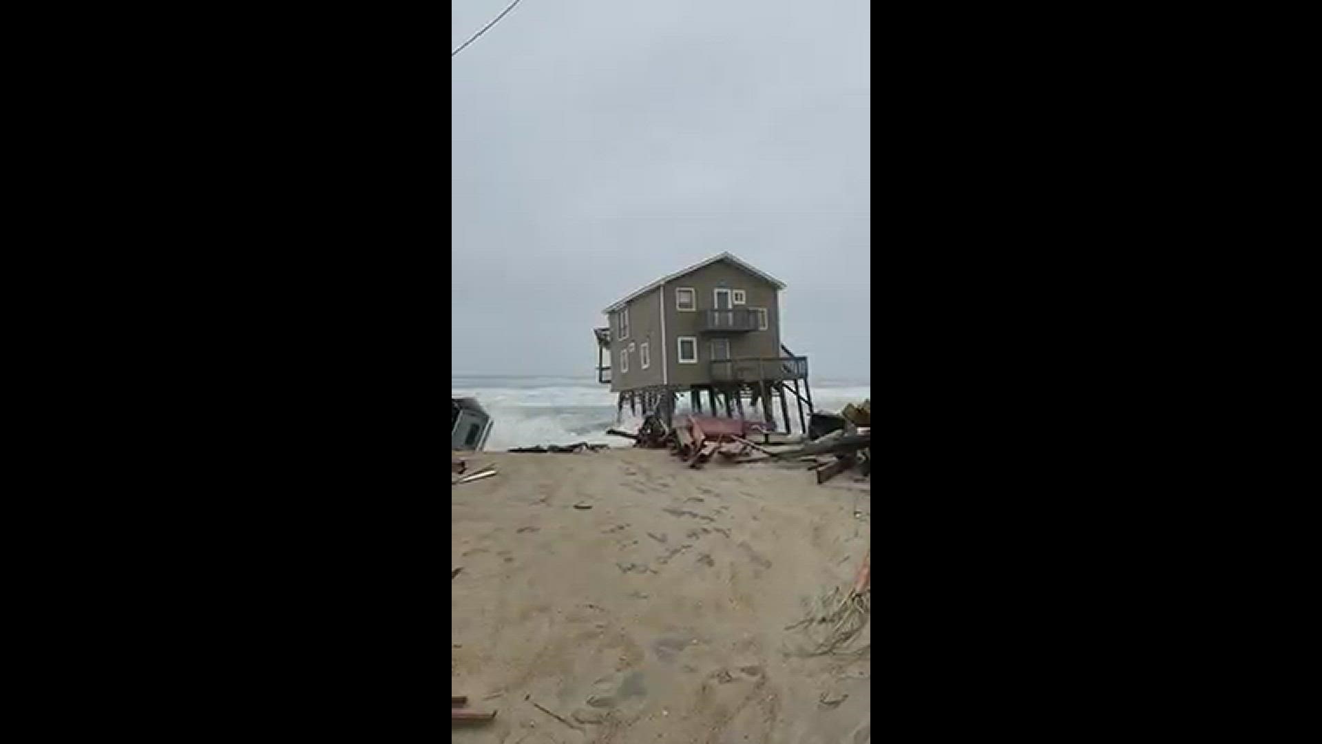 A house on Ocean Drive in Rodanthe fell into the water on the afternoon of May 10, 2022. The National Park Service said it was the second home to do so that day.