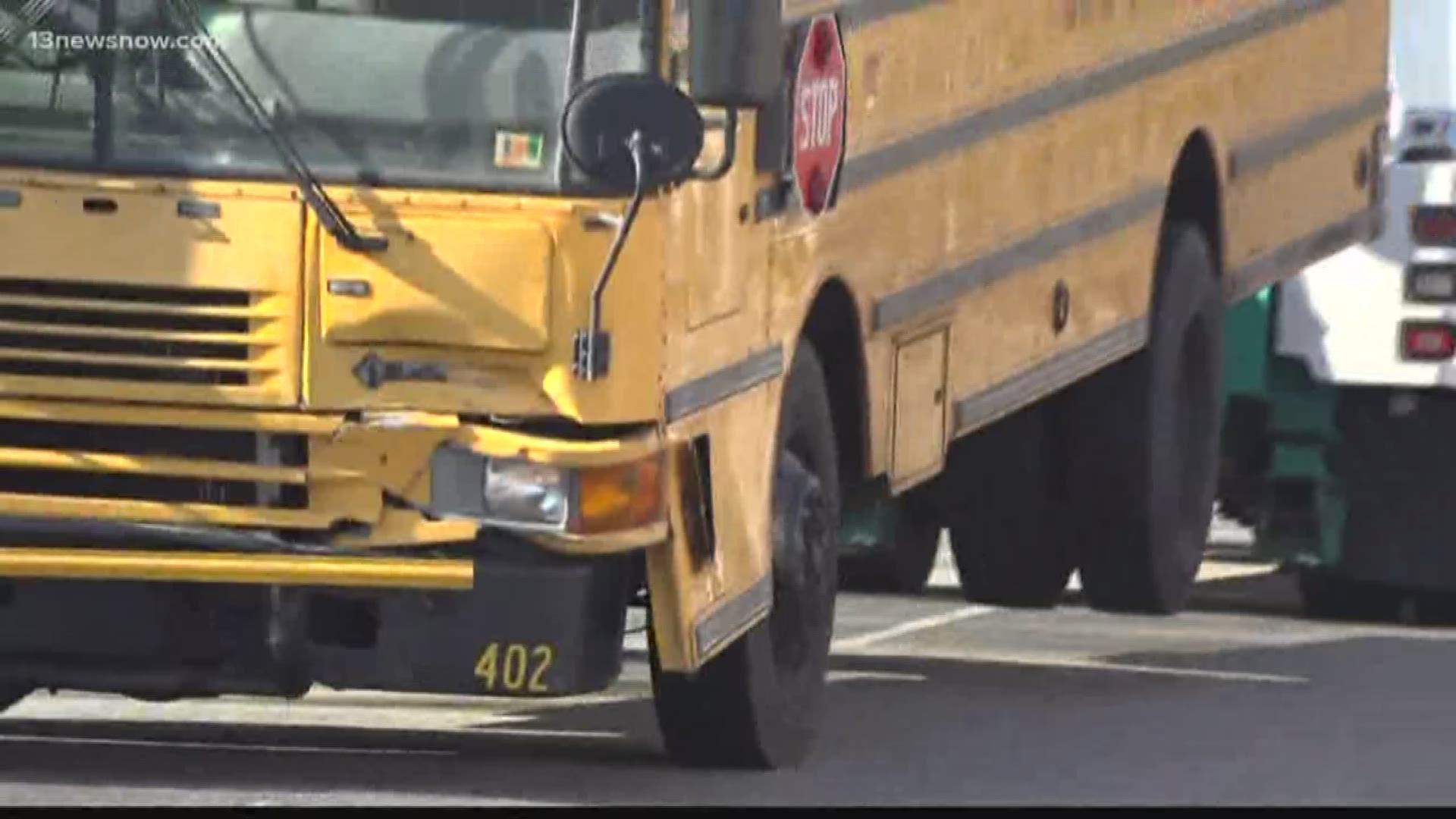 Two students slightly injured after Newport News bus collides with SUV Friday morning.