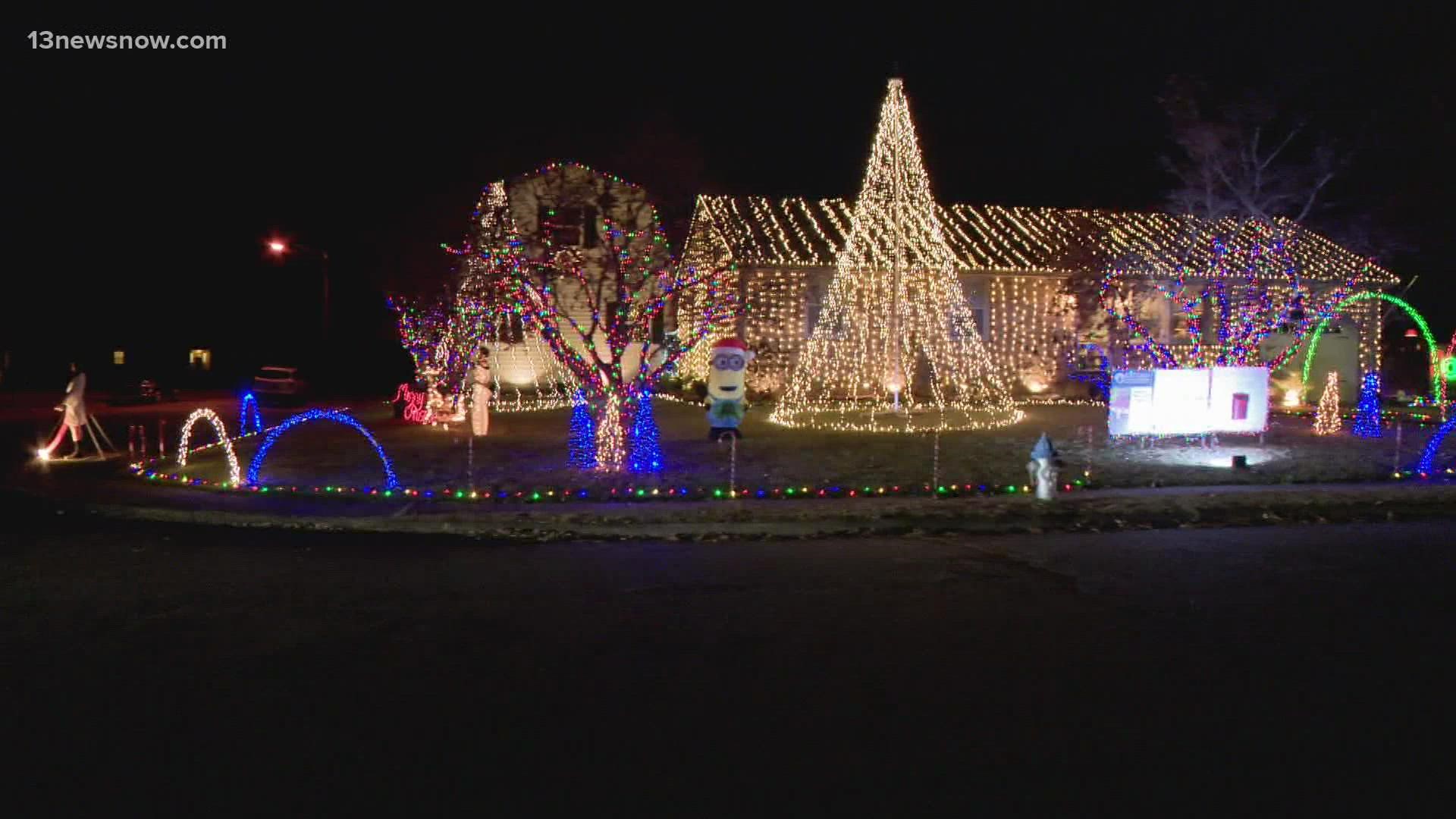 The Trapp's home on Scotfield Drive is fitted with more than 50,000 lights and lots of festive decorations. It's part of their goal to give back and give joy.