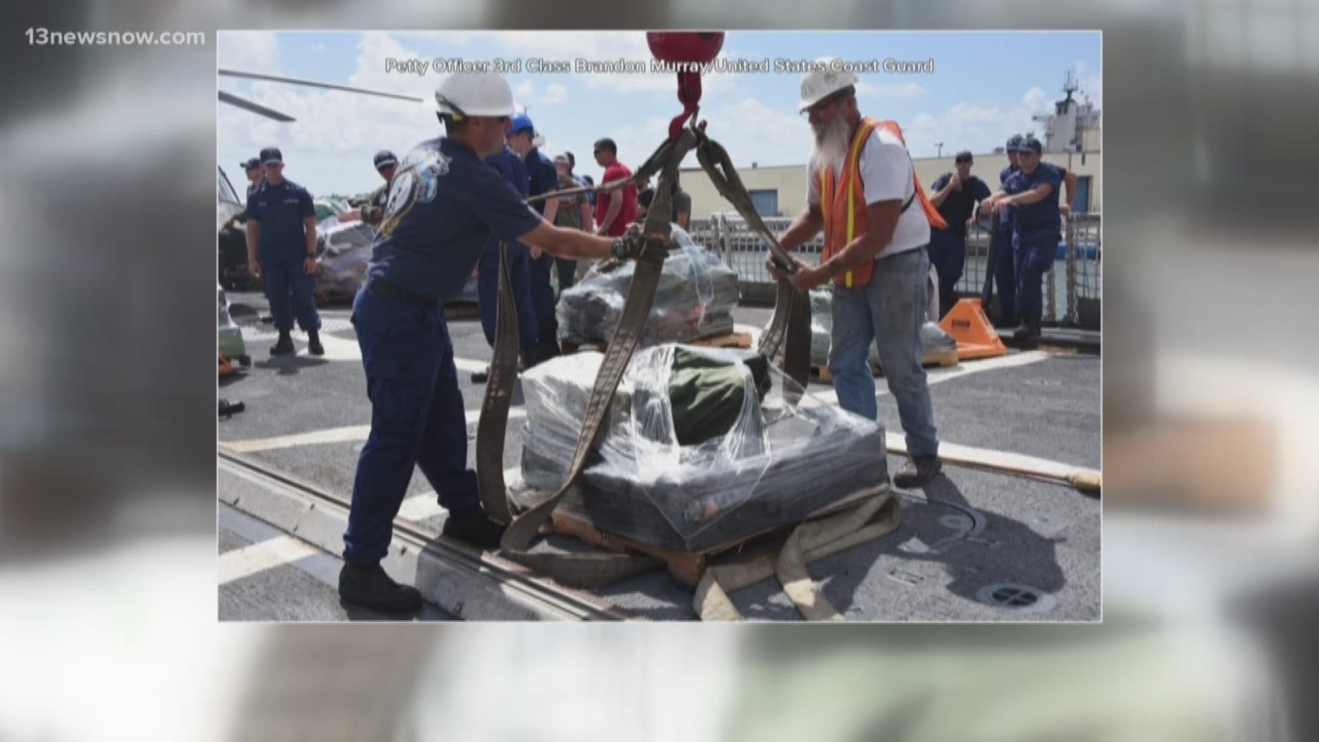 The drugs were offloaded Thursday morning on the Coast Guard Cutter Bear, which is based out of Portsmouth.