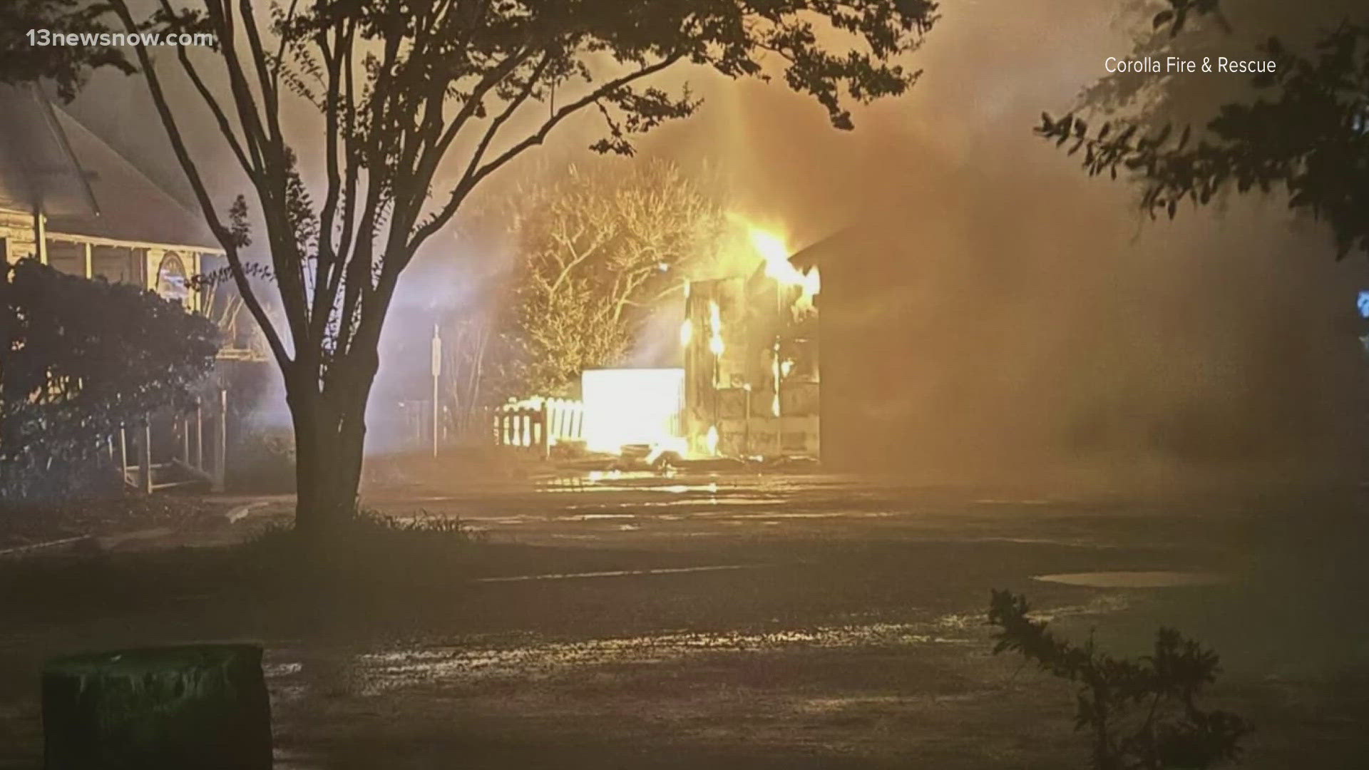 The fire broke out at Corolla Village Bar-B-Que early Thursday morning around 4 a.m. Fortunately, no one got hurt.