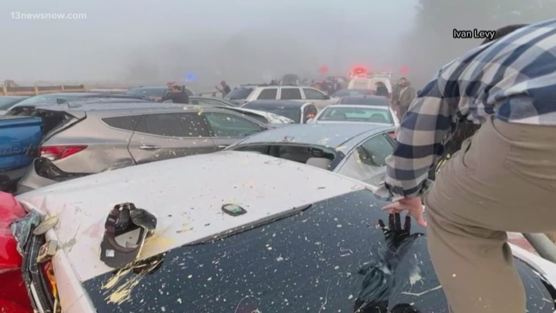State police said the massive pileup involving 75 cars was caused by black ice and fog. No charges are pending at this time.