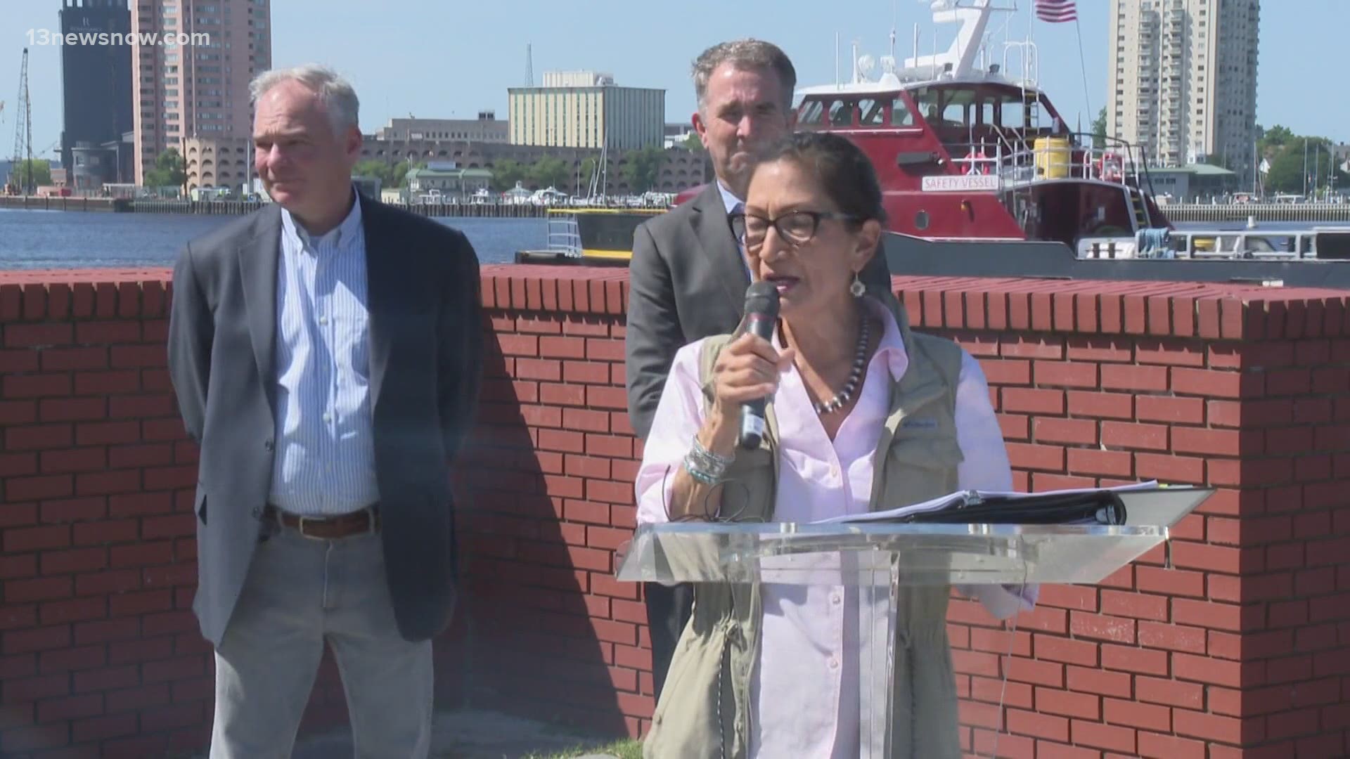 The Sec. of the Interior said the demand for offshore wind energy is at a peak. She and Gov. Northam announced a project that could bring more turbines here.