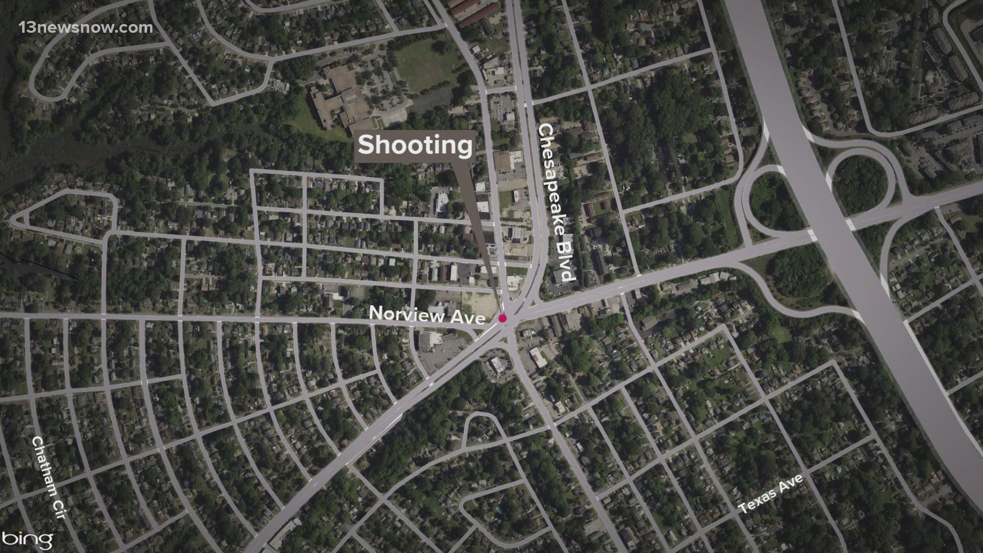 The man was found around 9:42 p.m. Monday at a BP gas station on Chesapeake Boulevard, a few blocks south of where the shooting occurred near the intersection at Nor