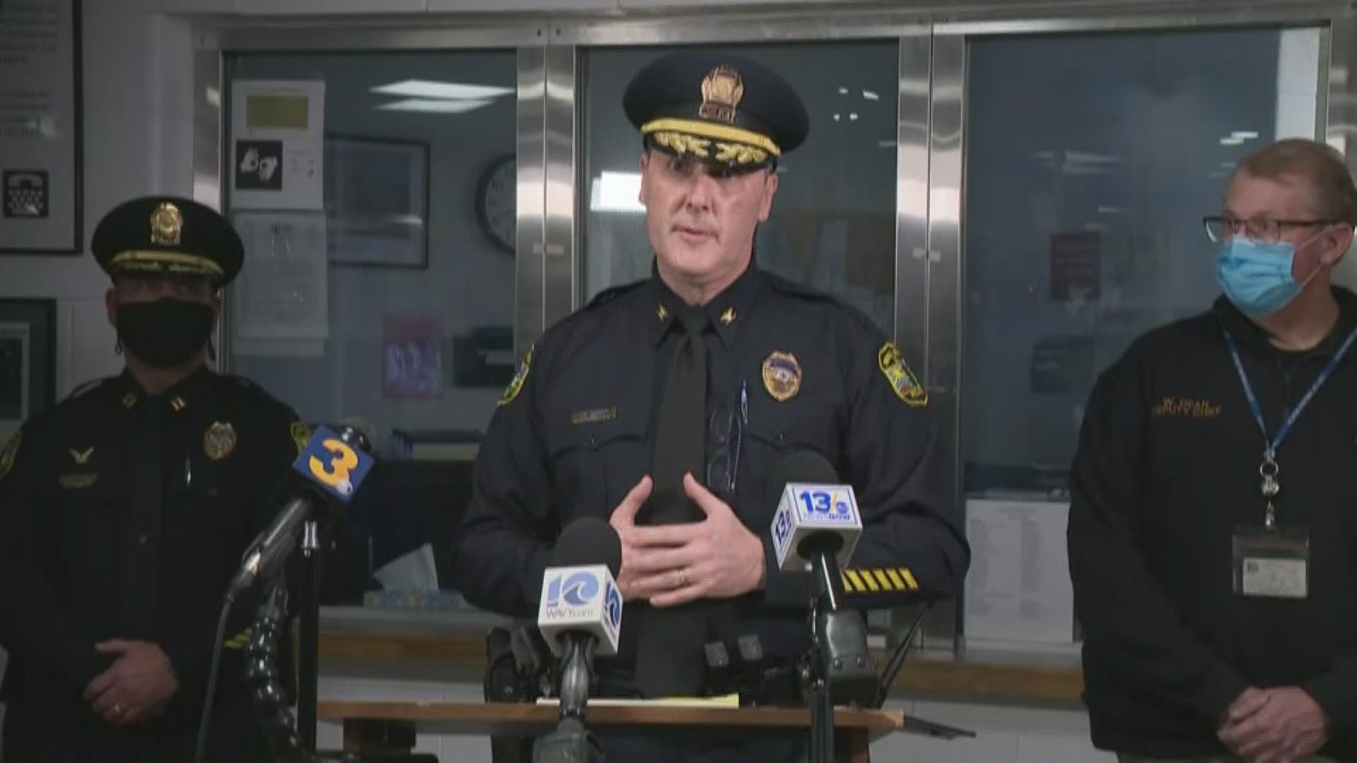 Virginia Beach Police Chief Paul Neudigate holds a briefing the night of March 27, 2021 to update people on shootings at the Oceanfront on March 26.