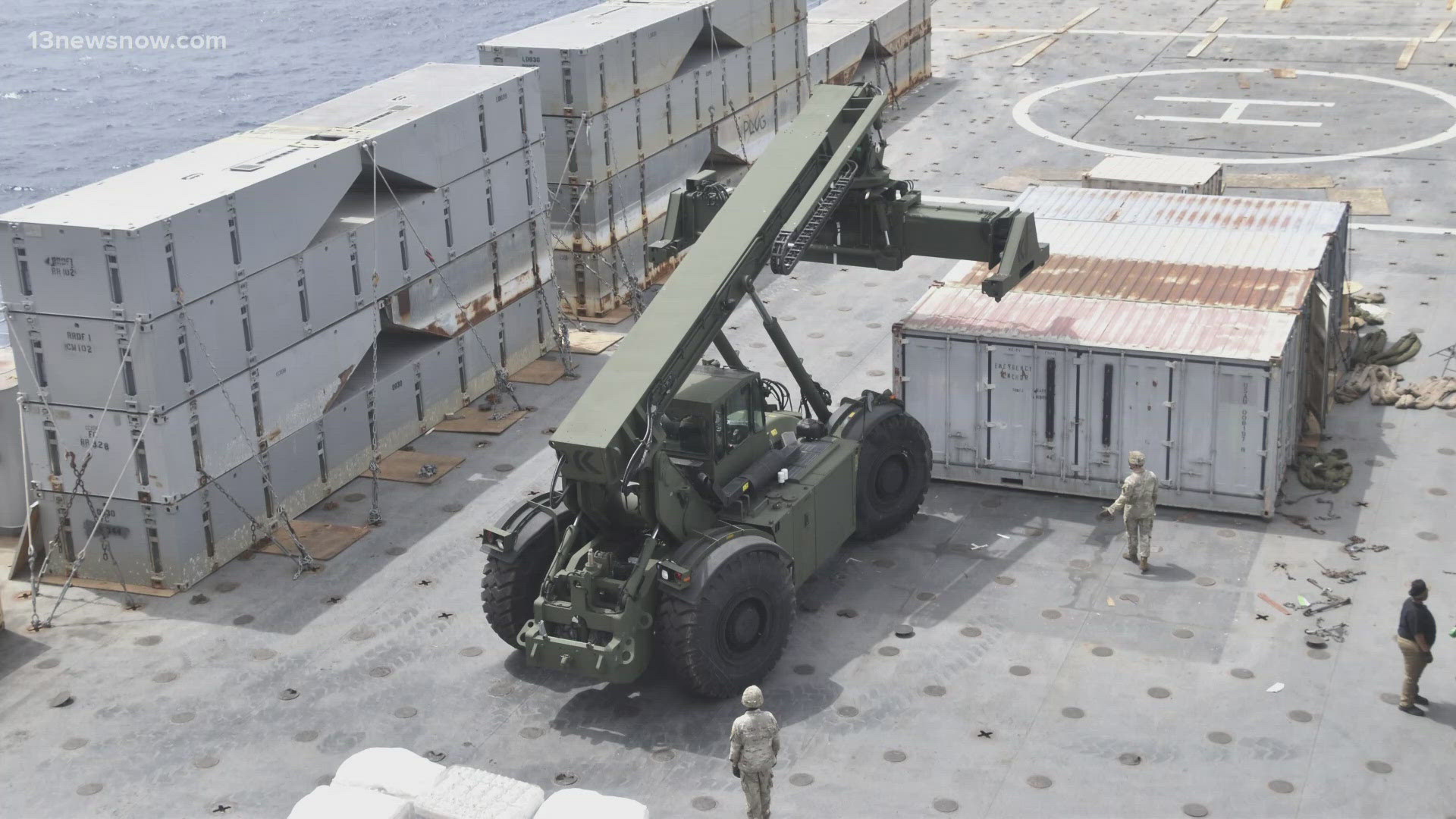 Humanitarian aid will soon flow into Gaza, now that a floating pier constructed by troops from Hampton Roads has been installed.