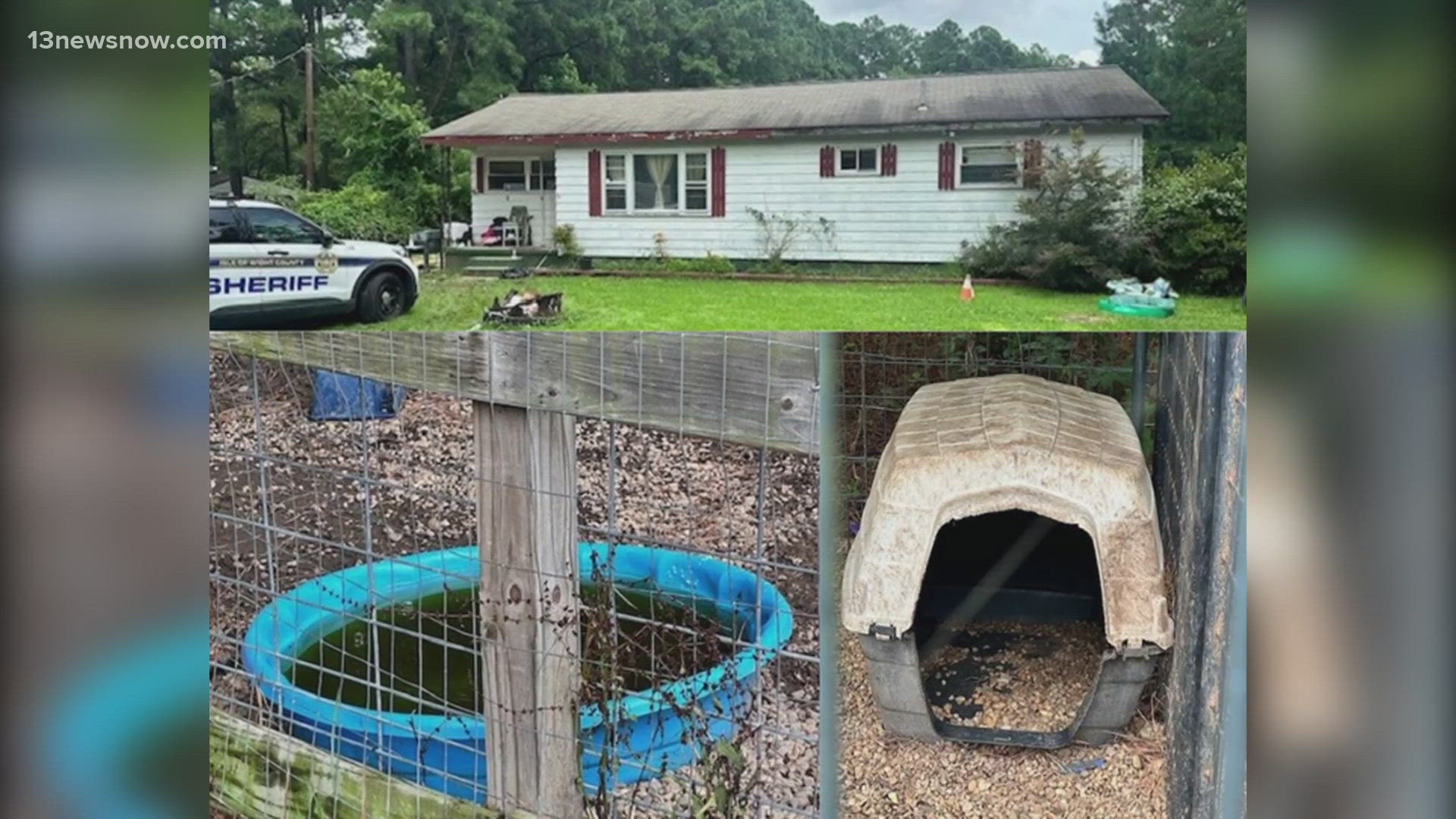 Dozens of animals were rescued from "extremely poor living conditions" at a home in the Carrollton area of Isle of Wight County Wednesday night.