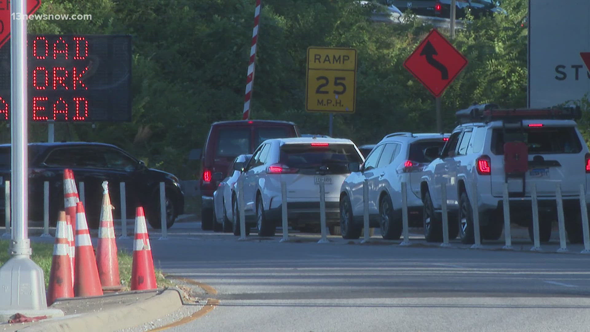 Drivers react to the new lane shifts that are part of the Hampton Roads Express Lane project.