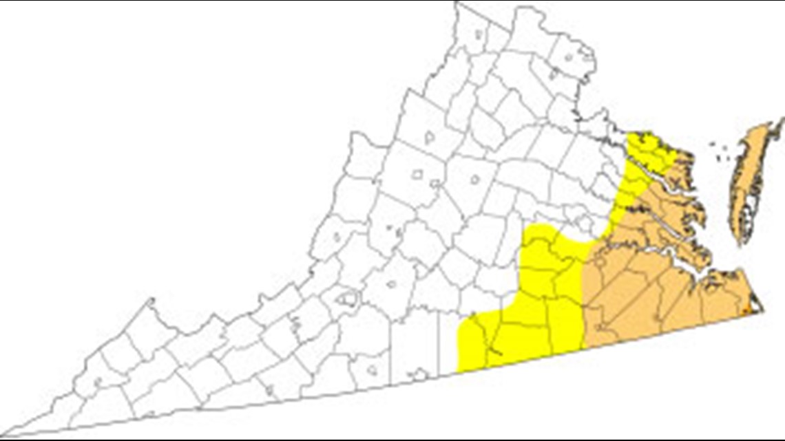 Portions of Virginia are in a drought