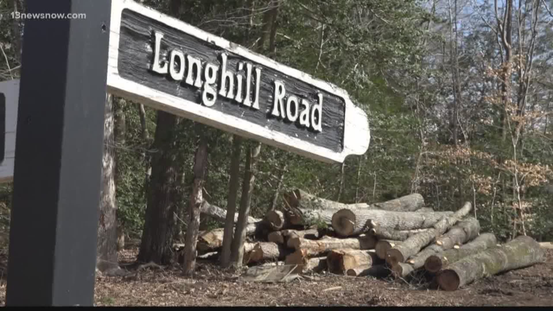 James City County residents are upset that VDOT is removing trees along Longhill Road in order to widen the road.