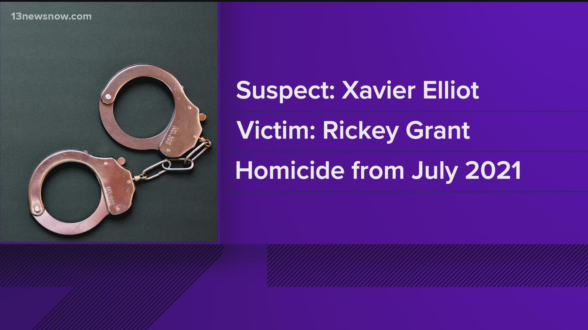 Portsmouth police said Xavier Elliot was arrest for the murder of Rickey Grant.