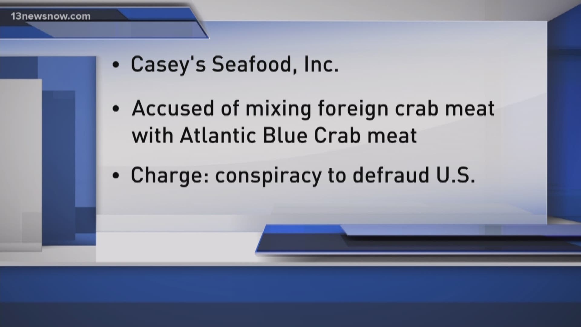 The owner of a Newport News seafood business is accused of falsely labeling crab meat that he sold.