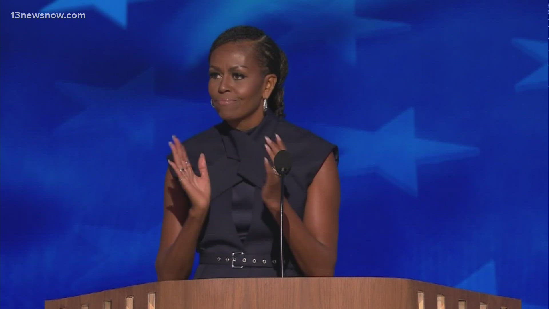 Former President Barack Obama and former First Lady Michelle Obama took the stage, while the top of the ticket candidates were campaigning 90 miles away.