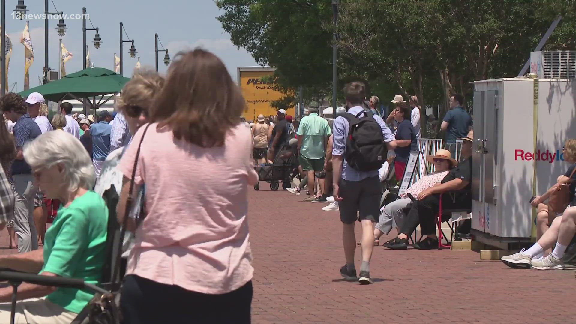 Thousands of people gathered in Town Point Park to watch international tall ships and other boats float by.