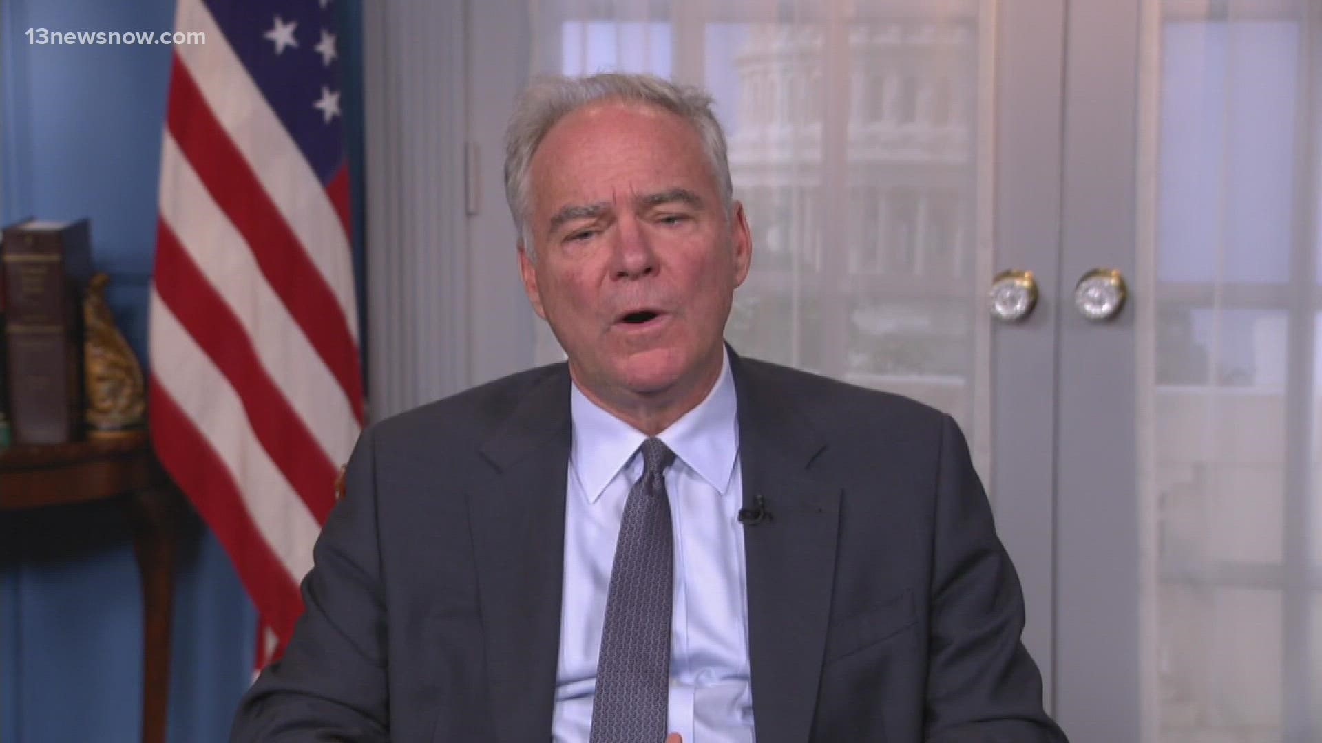Kaine is optimistic that Congress can pass a temporary continuing resolution to keep the government open.