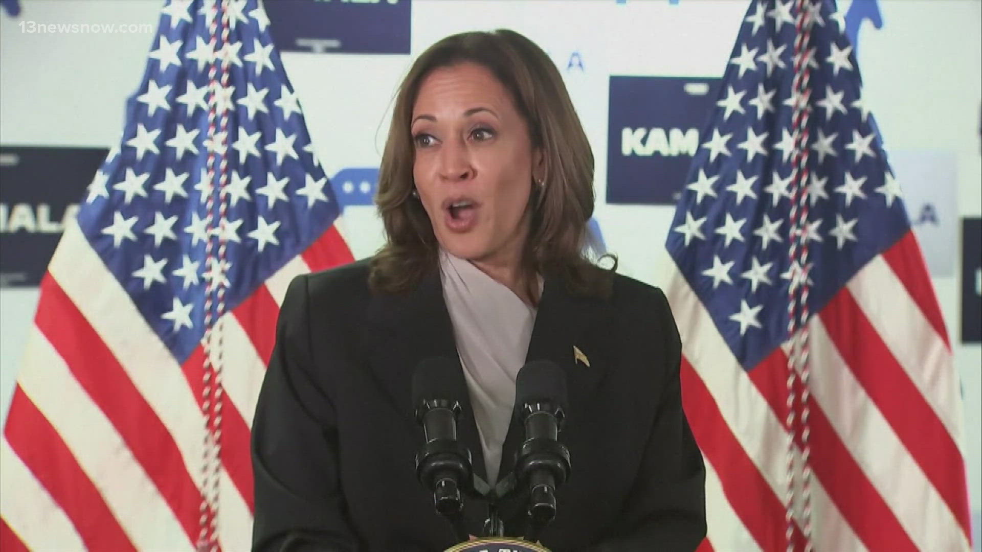 Vice President Kamala Harris is emerging as the frontrunner to take his place as the new nominee. She held her first public event on Monday.