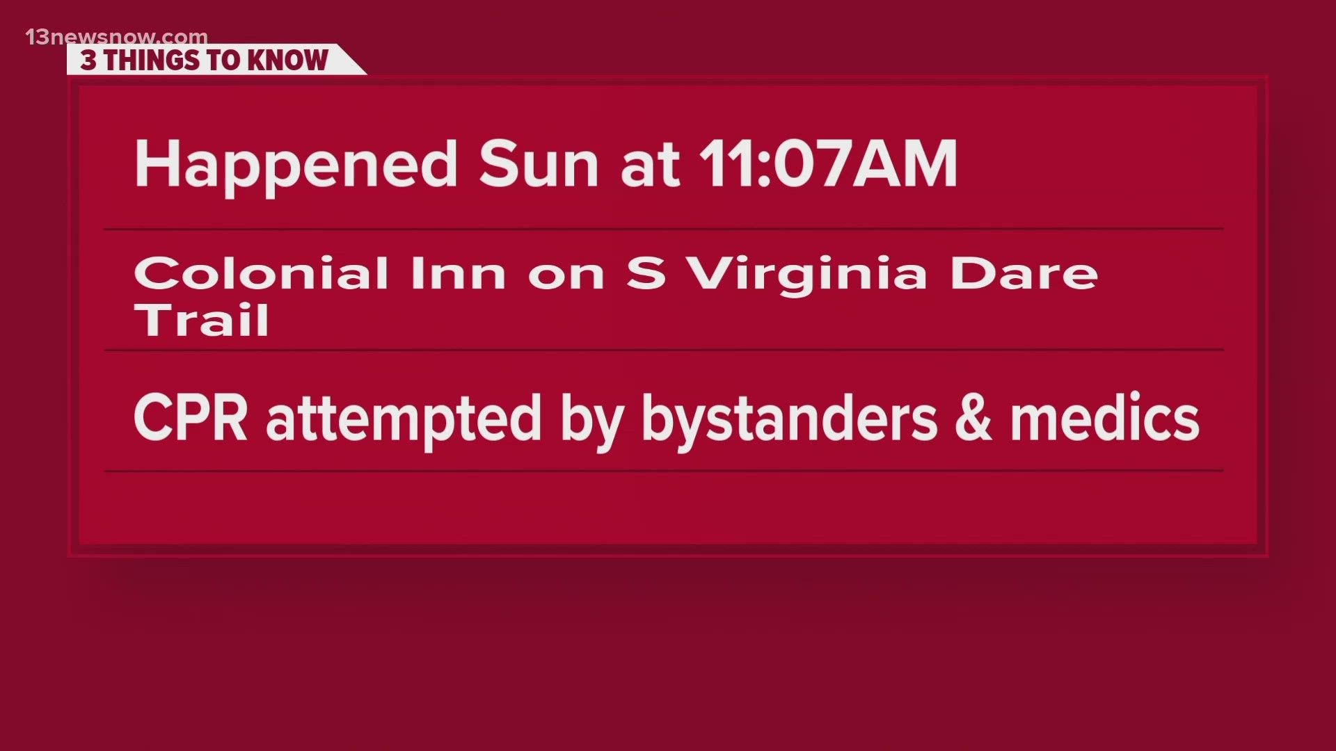 It happened at the Colonial Inn on South Virginia Dare Trail.