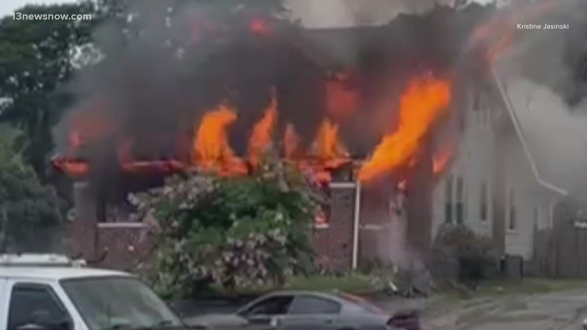 Two firefighters are recovering from injuries after a house fire in the Ocean View area of Norfolk. Now, one person and a pet pig are without a home.